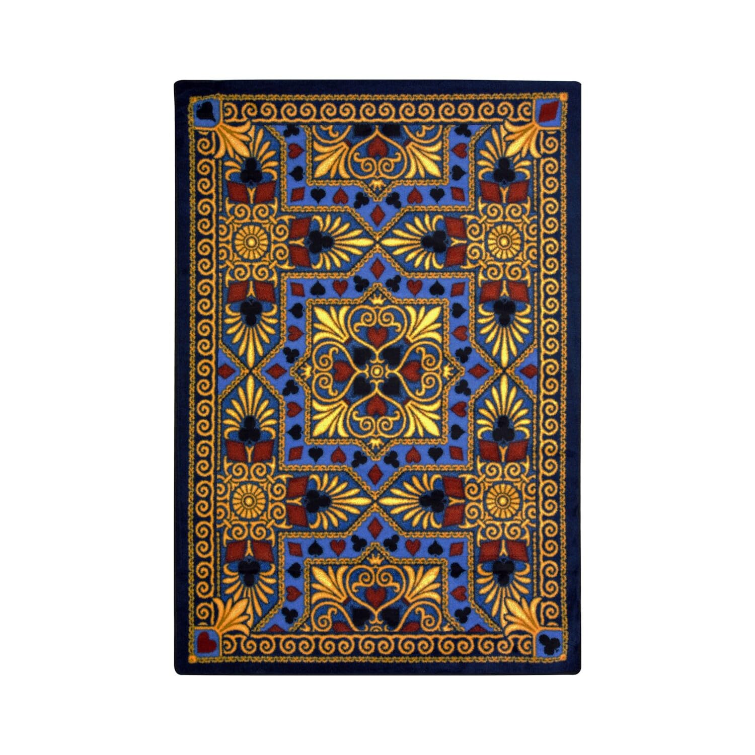 Joy Carpets Games People Play Jackpot Gaming Area Rug in Navy - Perfect for Game Rooms, Living Rooms, and Home Theaters
