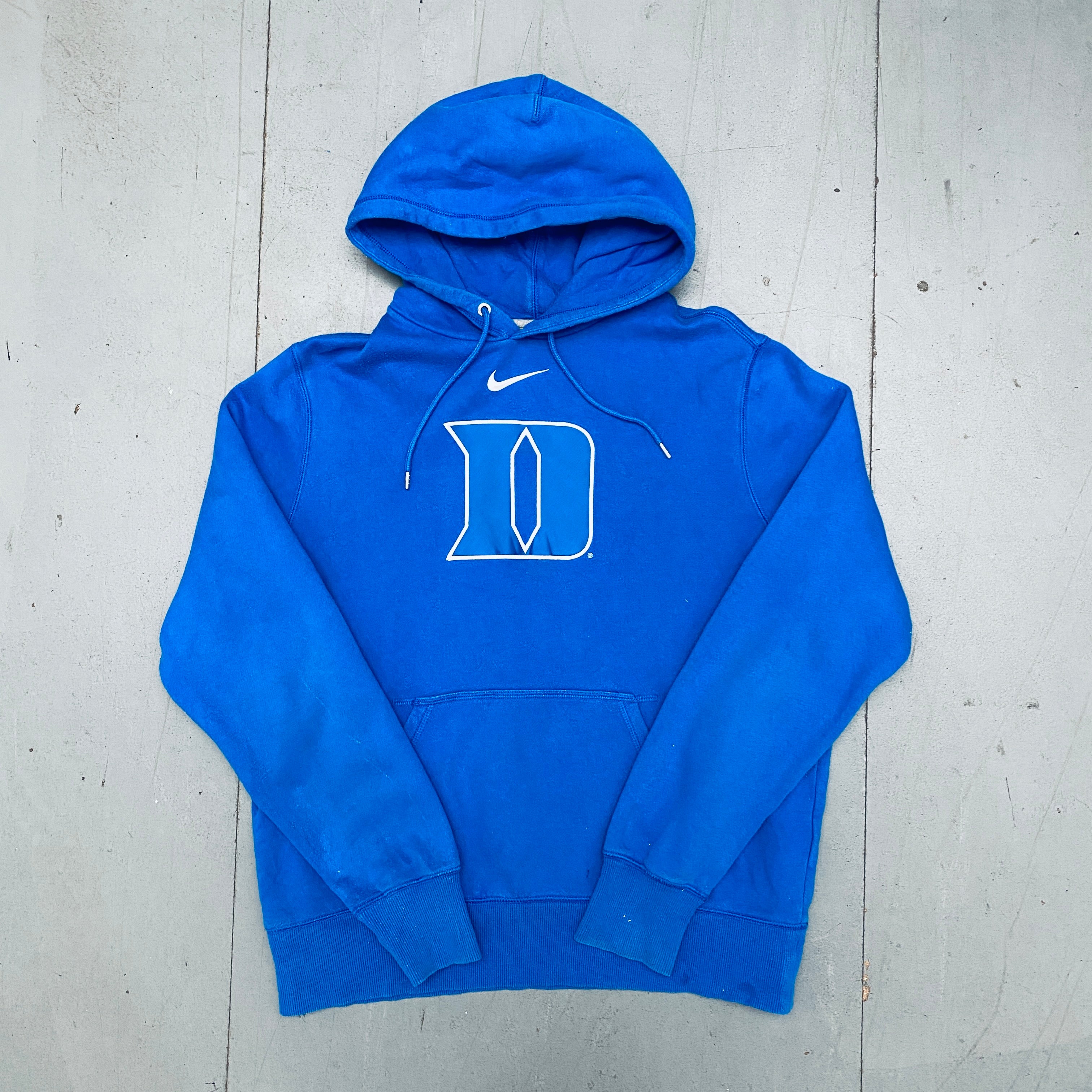 Vintage 1990s Duke Blue Devils Nike Swoosh Embroidered Sweatshirt - Large Size - Retro College Basketball Fan Apparel for Game Day & Casual Wear