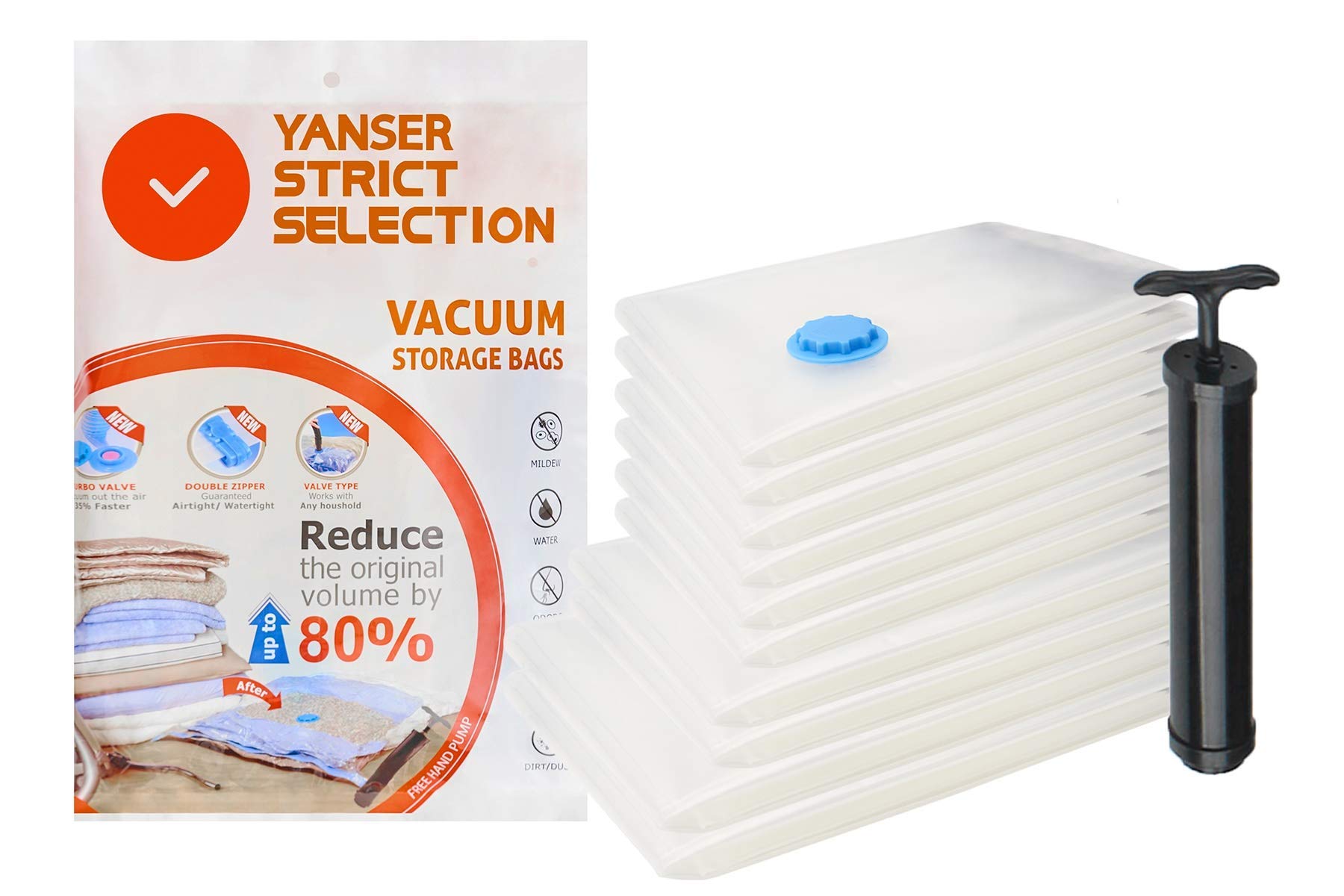 YANSER Vacuum Storage Space Saver Bags - 7 Pack Jumbo 32x40 Inch for Clothes, Blankets & Large Items | Includes Travel Pump | Durable Waterproof Storage Solution | Perfect for Travel, Seasonal Storage & Home Organization