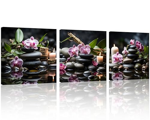 Spa Stone with Pink Flower