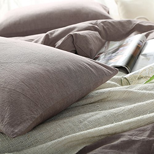 MOON'S SLEEPWARES Herse Series 100% Cotton 200 Thread Count King Size Brown Duvet Cover Set with 2 Pillowcases - Soft & Breathable Bedding for Cozy Nights & Luxurious Hotel-Style Comfort