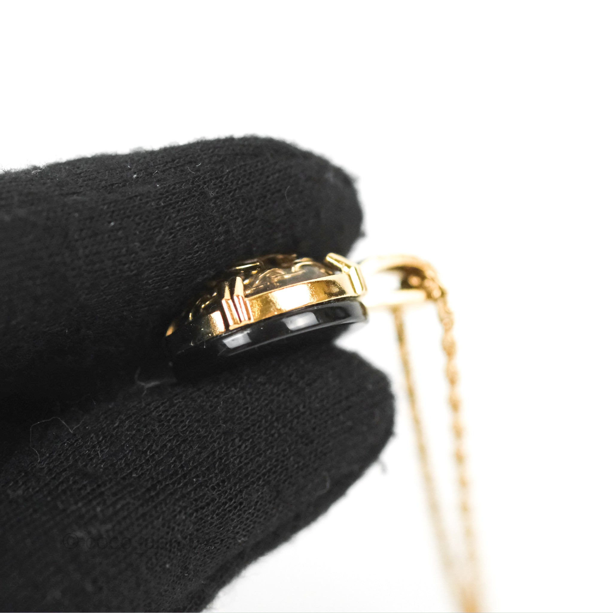 Chanel CC Chain Black Round Pendant Necklace in Gold Tone - 22A Collection | Elegant Jewelry for Women, Perfect for Parties, Dates & Special Occasions