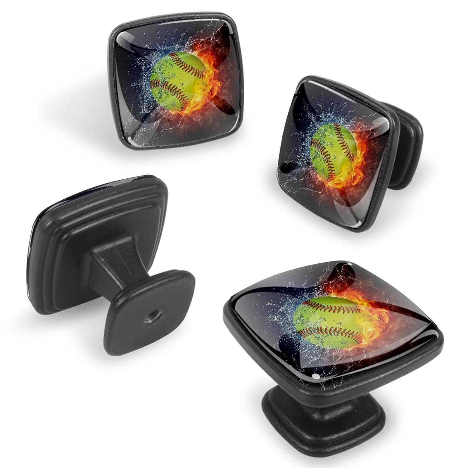 12-Piece Fire and Ice Crystal Glass Cabinet Knobs Set - 30mm Square Softball Drawer Pulls for Kitchen, Bedroom & Bathroom | Stylish Hardware for Wardrobe, Cupboard & Dresser (Perfect for Home Renovation & DIY Projects)