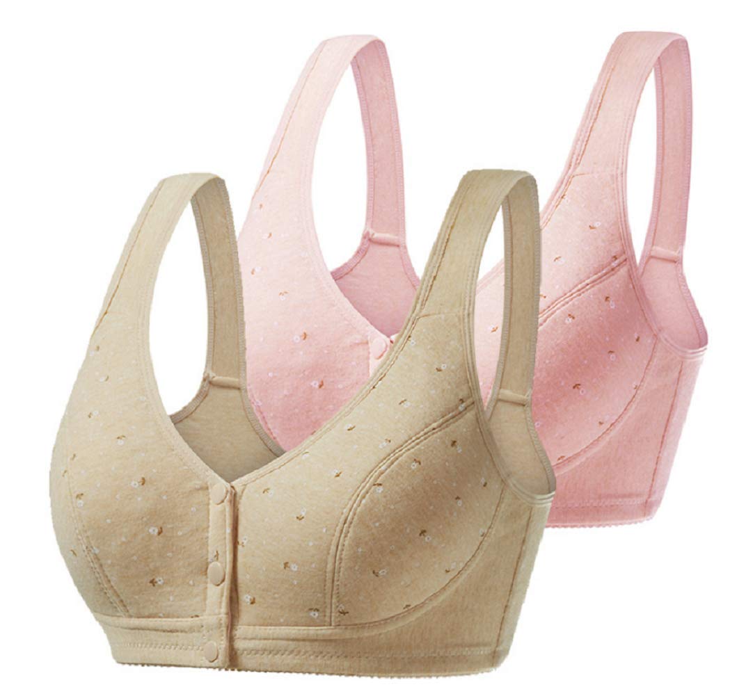 SANDYFU Comfortable Seamless Button Front Closure Bras for Elderly Women & Moms - Soft Support Underwear for Daily Wear, Post-Surgery, and Relaxation at Home