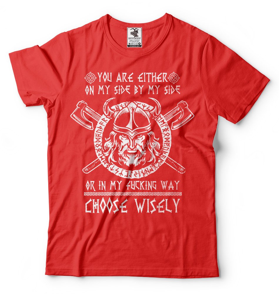 Viking T-Shirt for Men - Choose Wisely Odin Valhalla Graphic Tee | Norse Mythology Apparel for Viking Fans & LARP Costumes