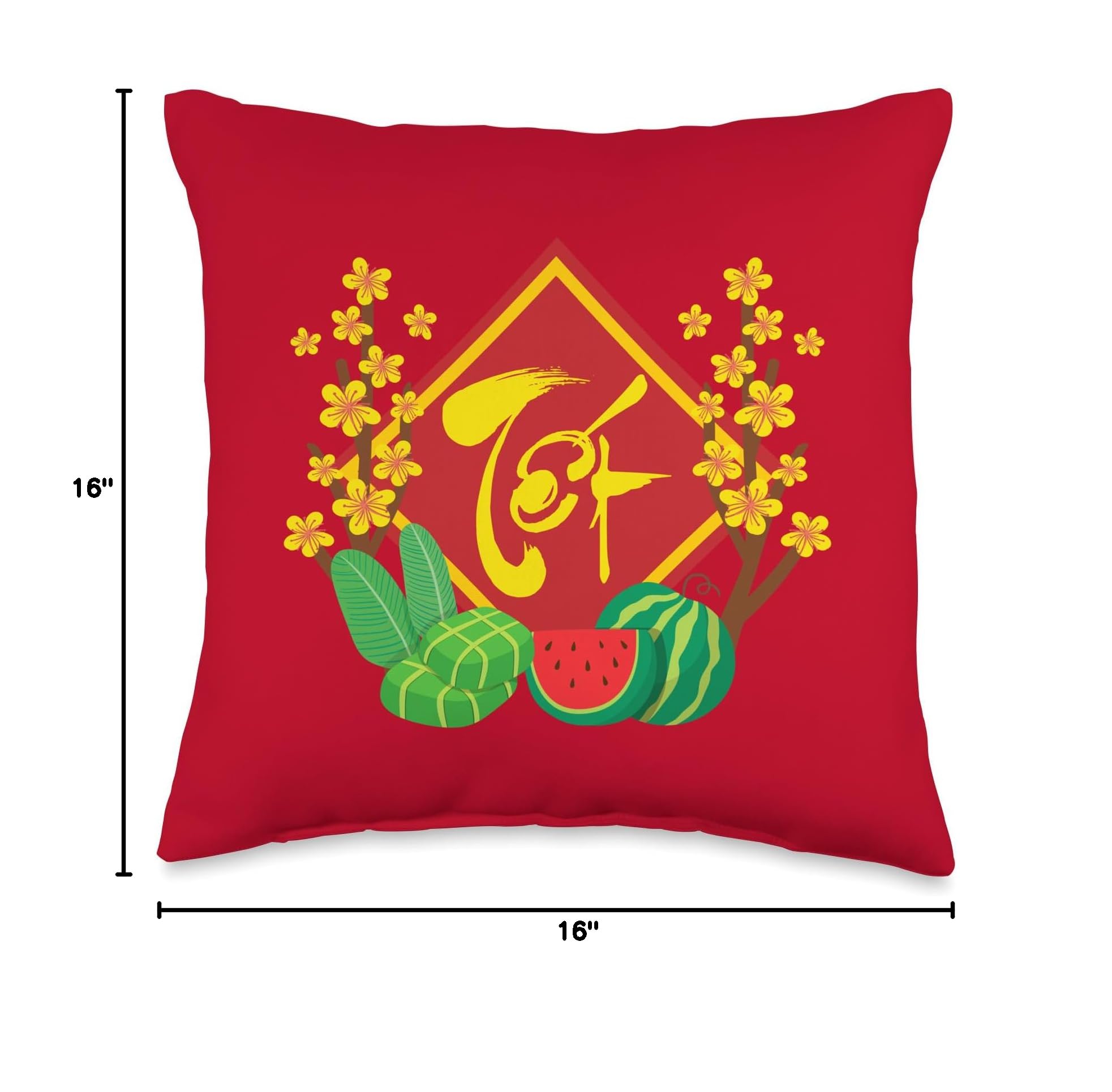 Tet At Ty 2025 Vietnamese New Year Banh Chung Throw Pillow - Lunar New Year Home Decor for Sofa, Bed & Festival Celebrations