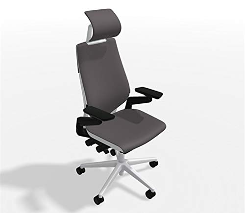 Steelcase Gesture Ergonomic Office Chair with Adjustable Headrest & Lumbar Support - Kohl Fabric, Platinum Frame & Hard Floor Casters - Perfect for Home Office, Gaming & Workspaces