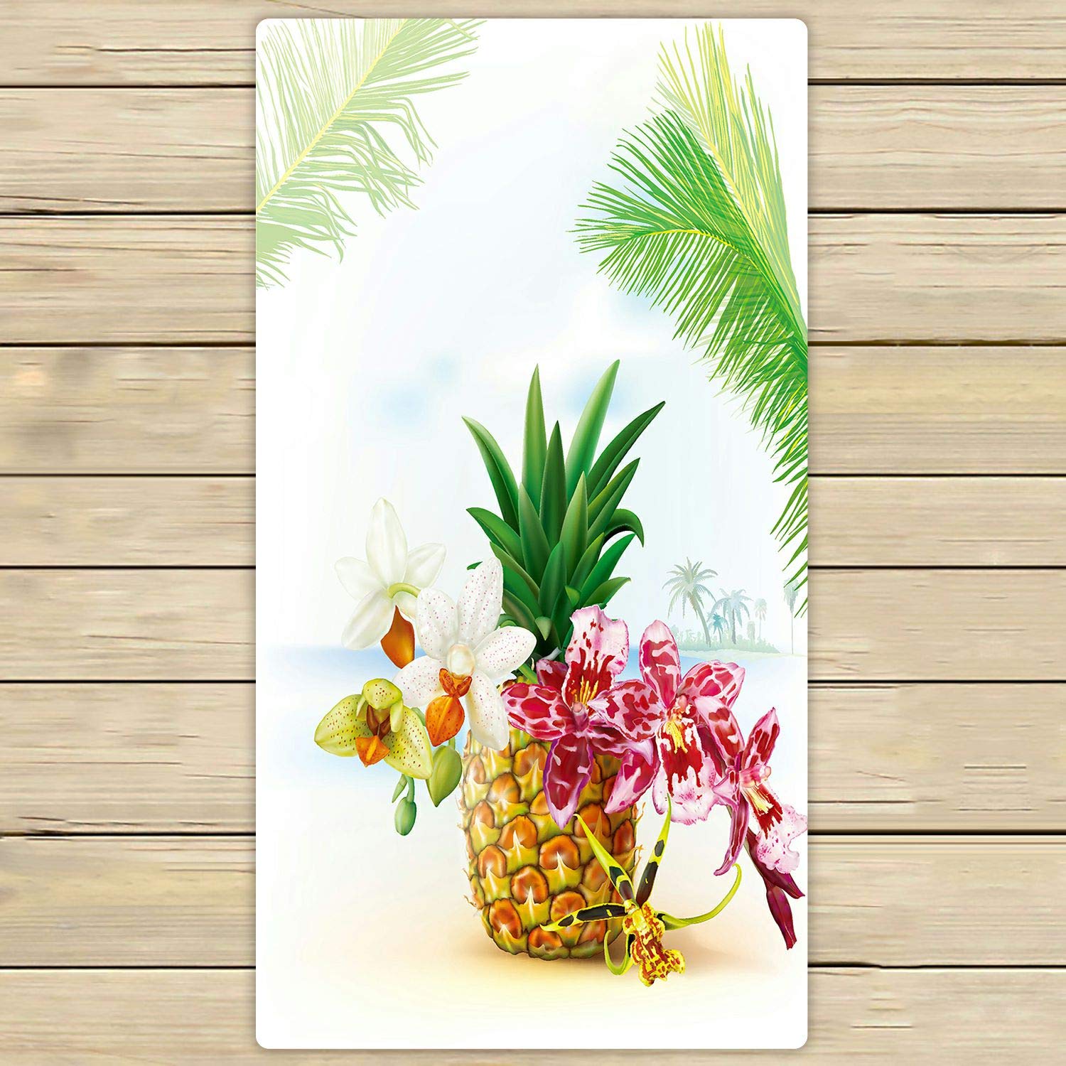 Premium Pineapple & Orchid Beach Towel - 30x56 Inch Large Soft Quick Dry Bath Towel for Pool, Spa, Travel & Outdoor Activities | Perfect for Beach, Yoga & Gym