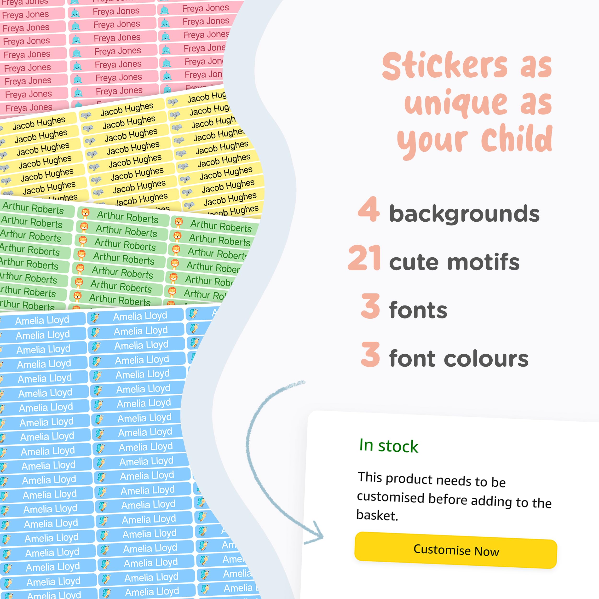 StiKiddo® Premium Personalized Name Labels for School Supplies - 150 Waterproof Name Stickers for Pens, Pencils, Lunch Boxes & Kids Items - Pink | Perfect for Back to School, Daycare & Organizing Children's Belongings