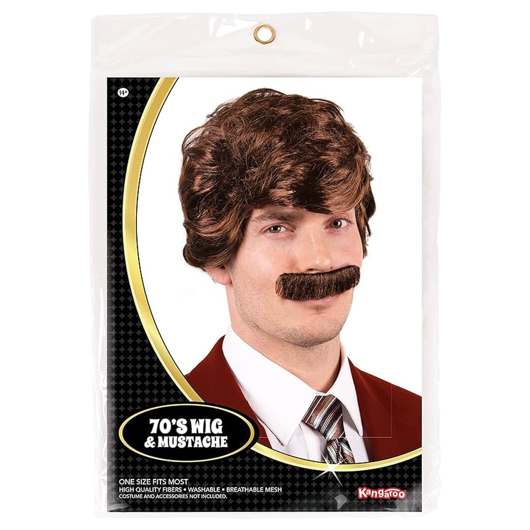 Men's Kangaroo Costume Wig - Halloween Party Mullet, Mustache & Wizard Wigs for Cosplay | Perfect for Halloween, Costume Parties, Themed Events & Cosplay Performances