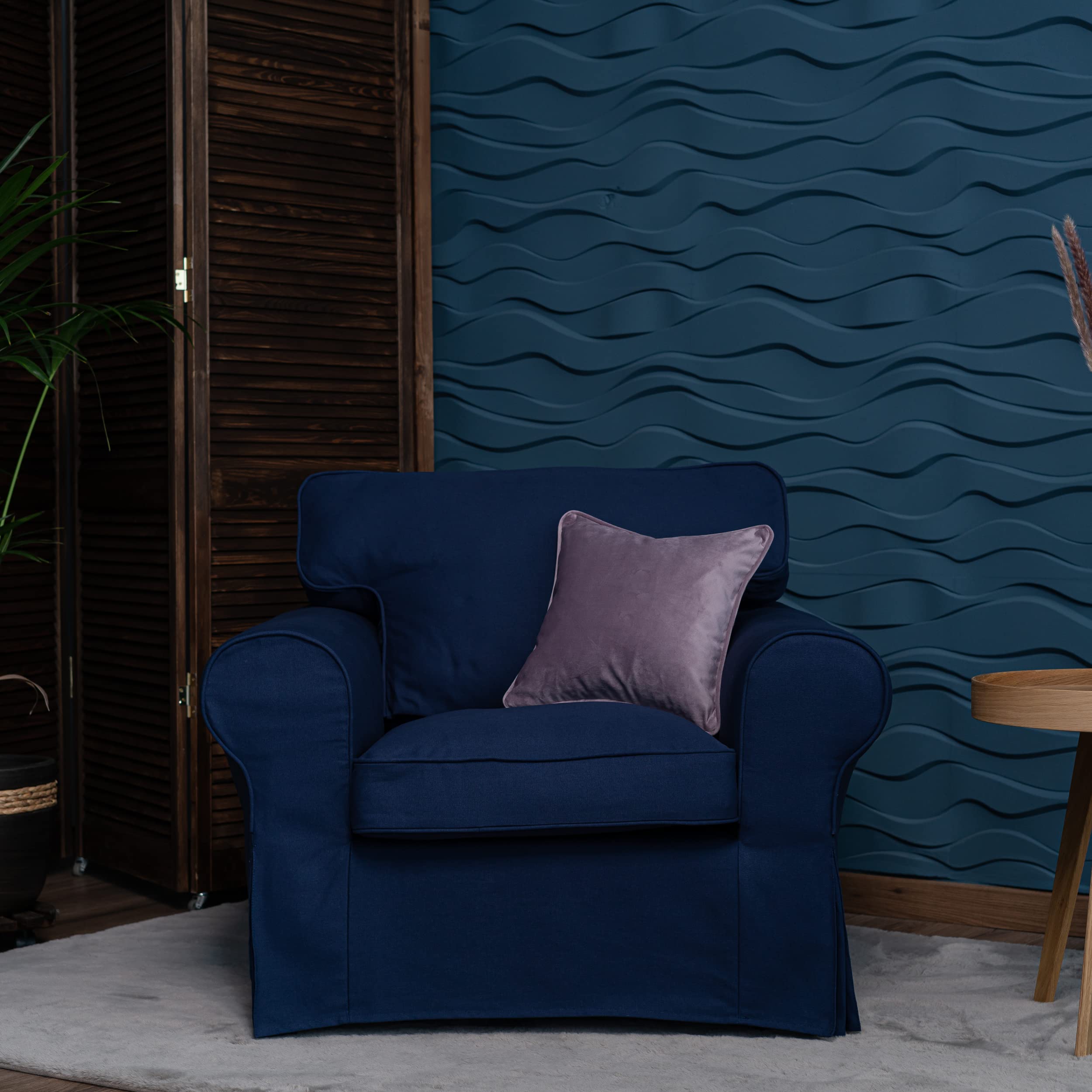 TLYESD Ektorp Chair Cover Replacement for IKEA Ektorp Sofa & Armchair - Blue Sofa Cover Only (Fits Ektorp Series, Not Uppland) | Perfect for Living Room, Bedroom & Home Decor Refresh