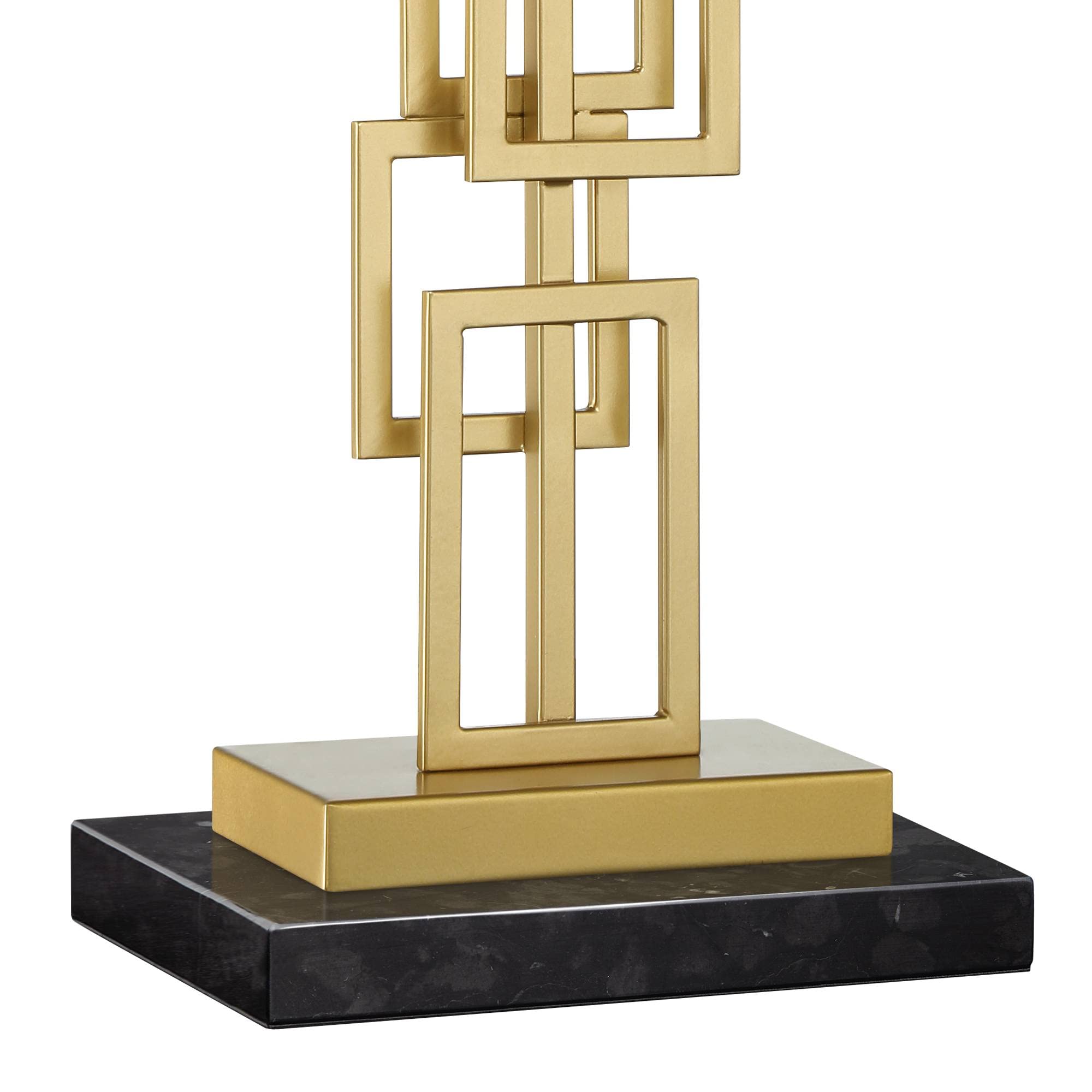 360 Lighting Gale Mid Century Modern Table Lamps - Set of 2 with Black Marble Base & Brushed Gold Rectangular Shade, 26