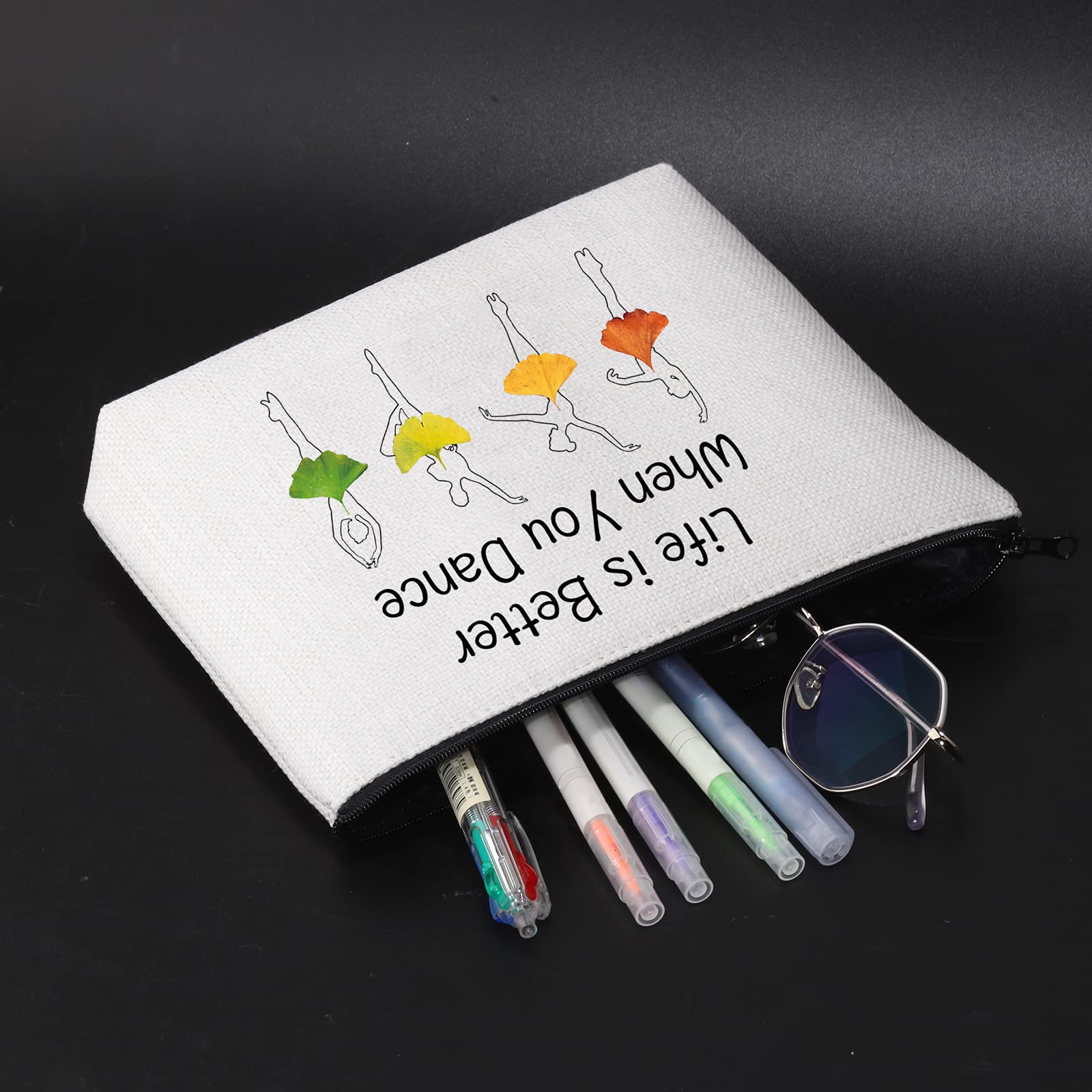 JNIAP Dancer Gift Dance Lover Makeup Bag - Life Is Better When You Dance Travel Toiletry Cosmetic Zipper Pouch, Perfect for Dance Classes, Performances & Travel Essentials