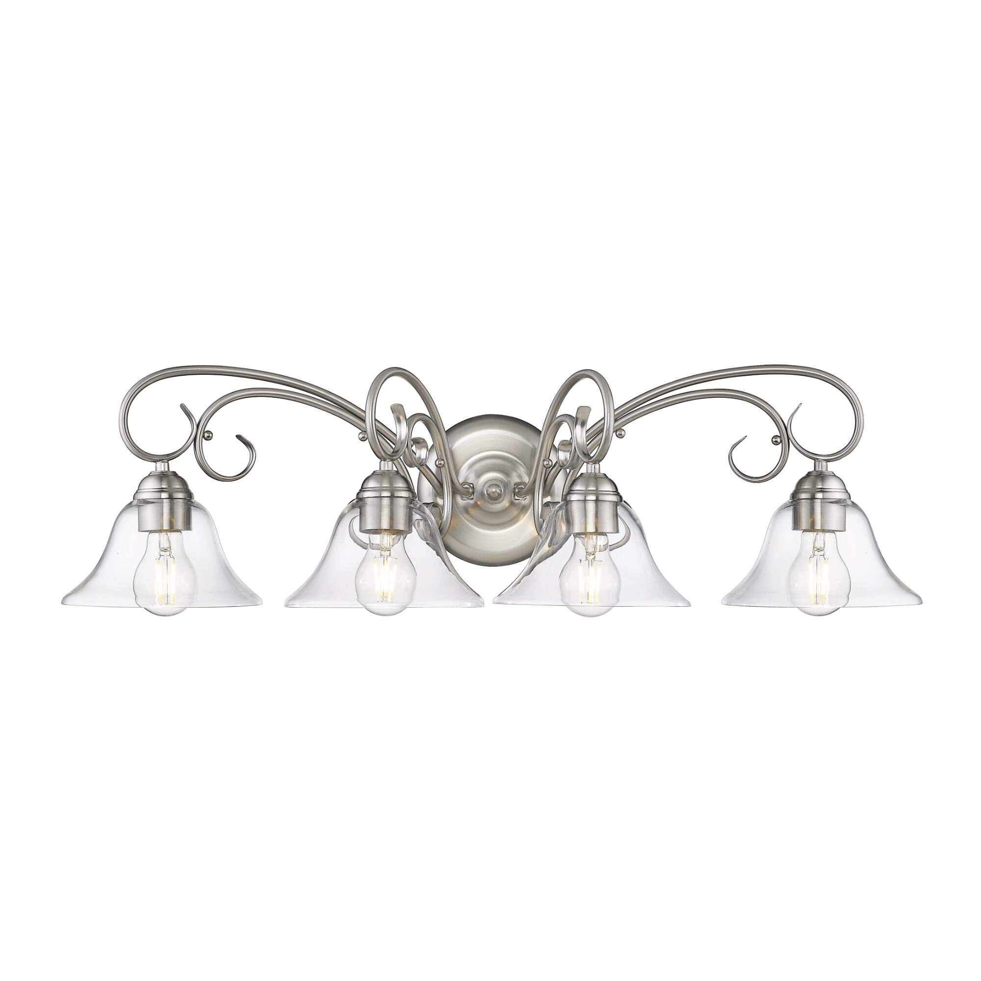 4-Light Bathroom Vanity Light Fixture - Pewter Black Grey Transitional Steel Dimmable Lighting for Modern Bathroom Decor | Perfect for Bathroom Renovation & Home Upgrade