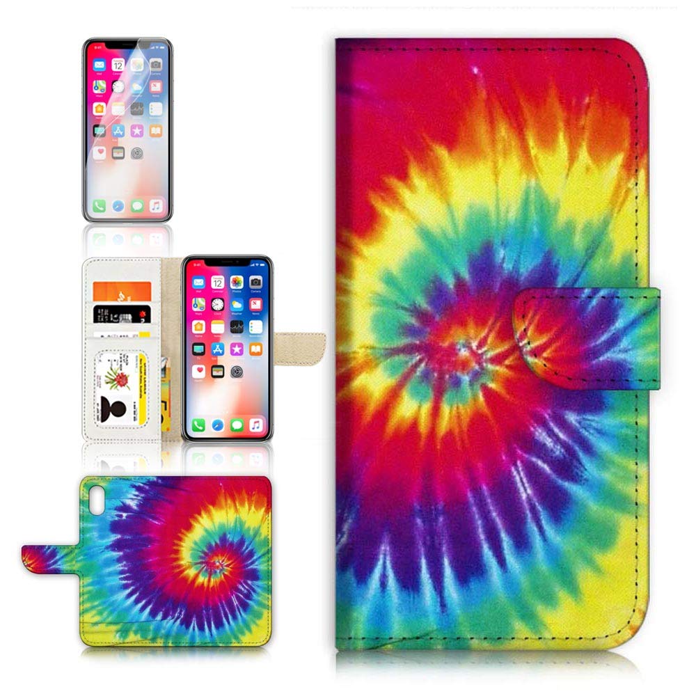 Tie Dye Flip Wallet Phone Case for iPhone X & iPhone Xs - Slim Protective Cover with Card Slots | Perfect for Everyday Use, Travel & Hands-Free Convenience