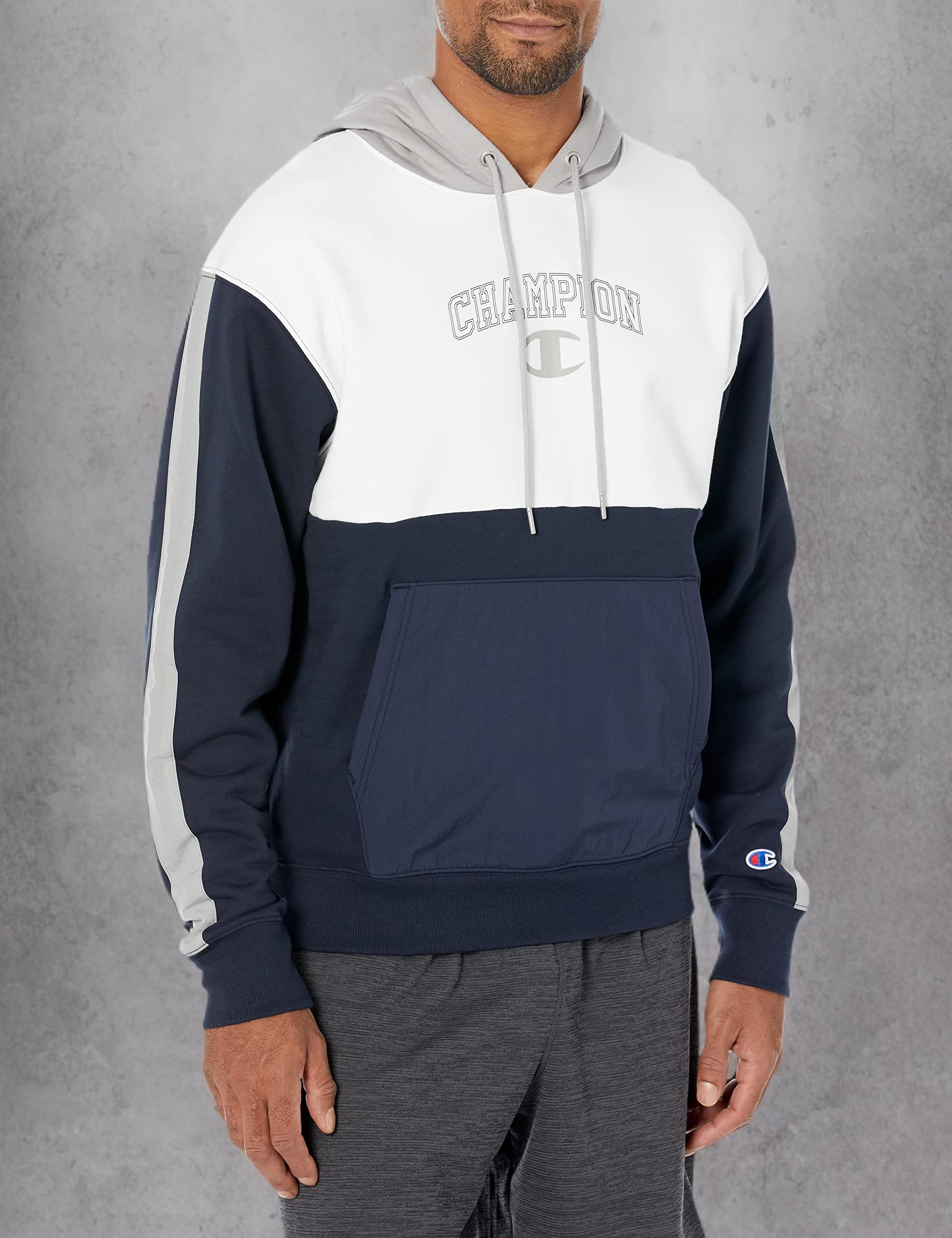 Champion Men's Fleece Hoodie with Iconic 'C' Logo & Script - Soft Warm Pullover Sweatshirt for Casual Wear, Gym, and Outdoor Activities