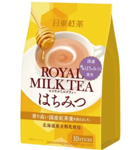 Nittoh Instant Royal Milk Tea Honey (10 Sticks x 13.5g) 135g - Premium Japanese Hokkaido Milk & Black Tea Blend with Natural Honey | Perfect for Office Snacks, Afternoon Tea, and Gift Giving