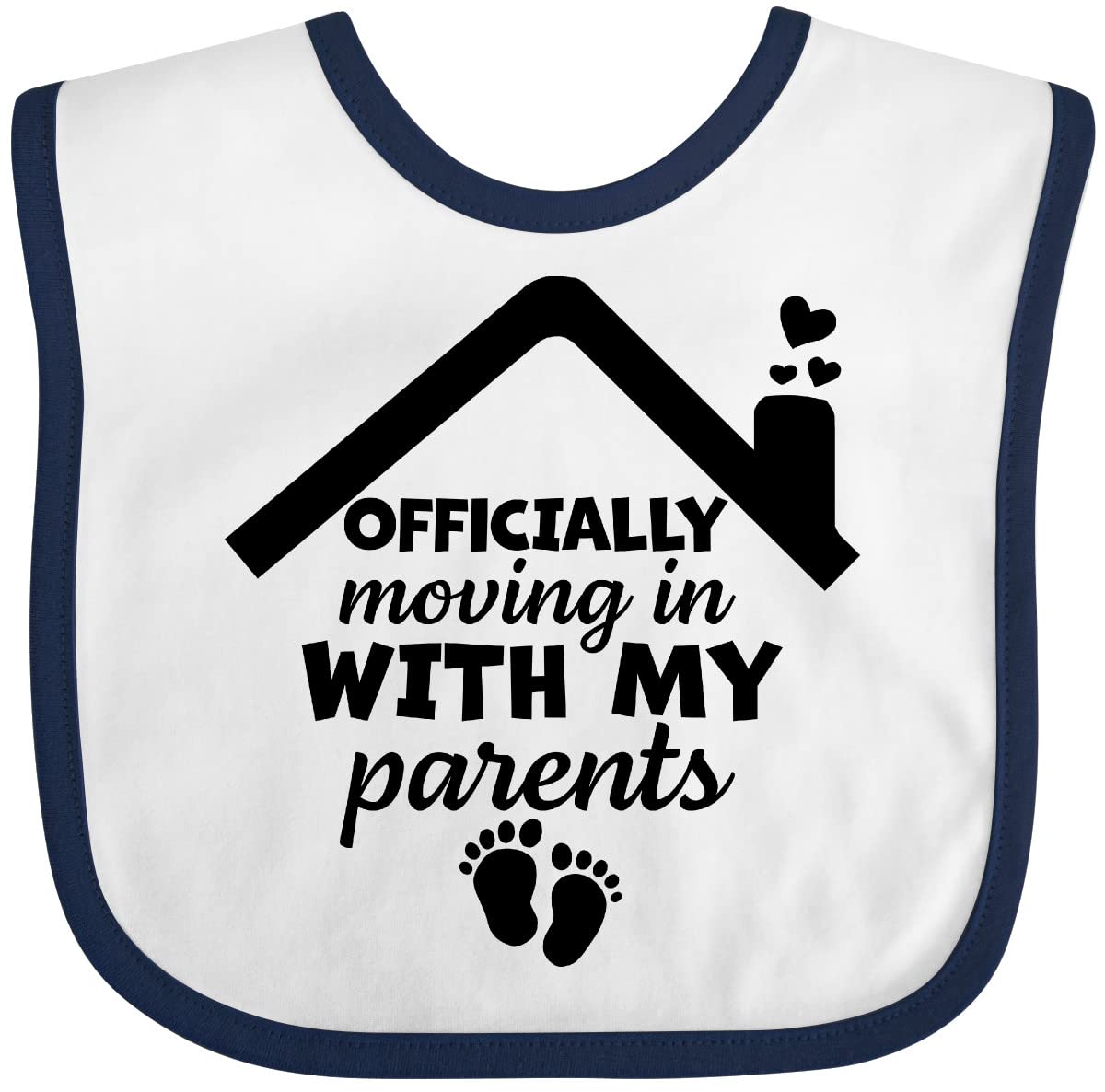 Inktastic NICU Graduate Officially Moving in with My Parents Baby Bib - Soft Cotton Drool Bibs for Newborns & Infants - Perfect for Feeding, Teething & Everyday Use - Cute Gift for Preemie Graduates & New Parents