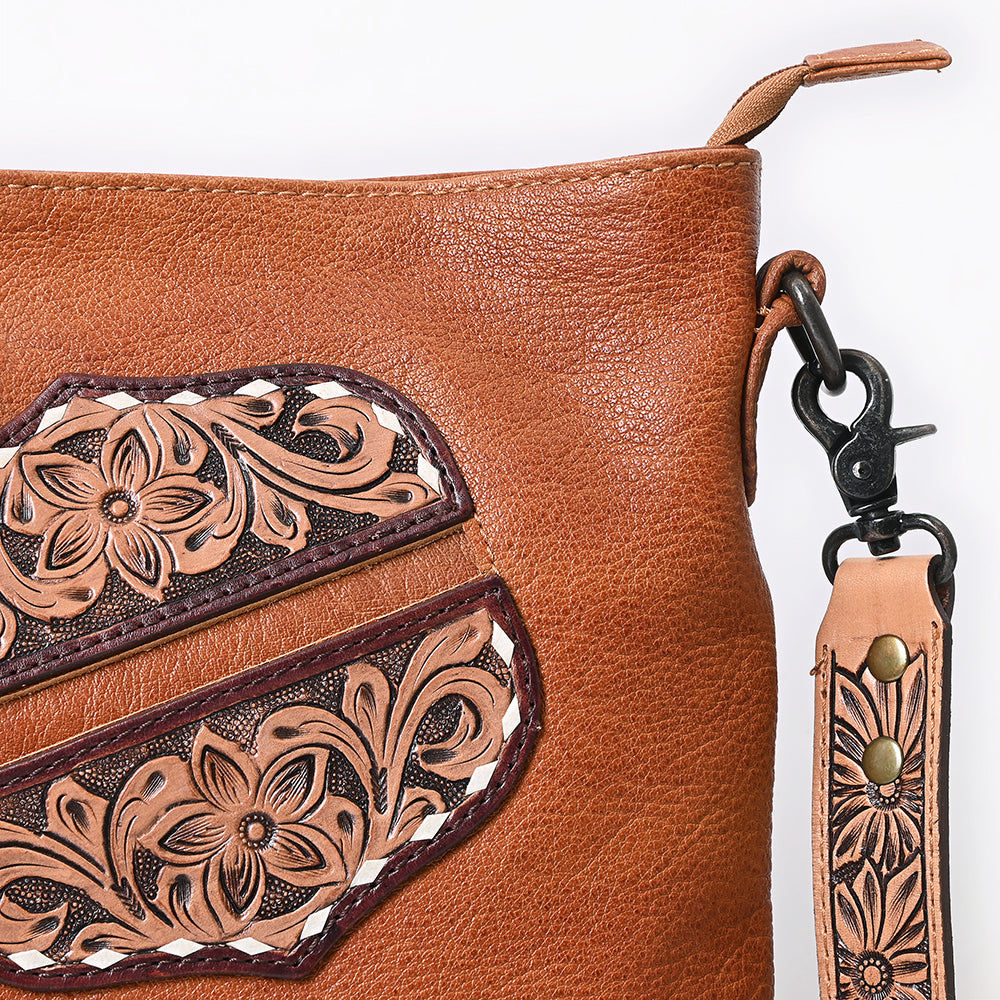 American Darling ADBG465 Genuine Leather Western Handbag for Women - Hand Tooled Chaps Bag Purse - Perfect for Rodeo, Country Music Festivals & Western Fashion