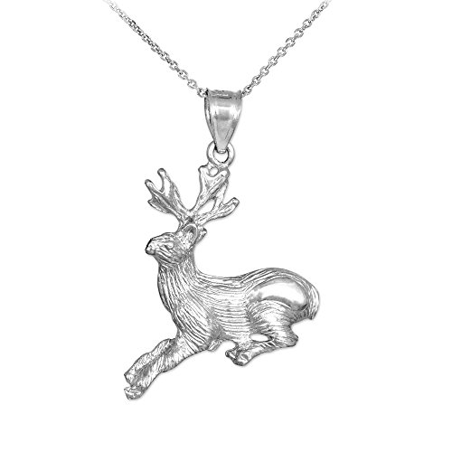 10K White Gold Deer Charm Pendant Necklace for Women - Elegant Animal Jewelry Gift for Birthday, Anniversary & Christmas - Perfect for Layering & Everyday Wear