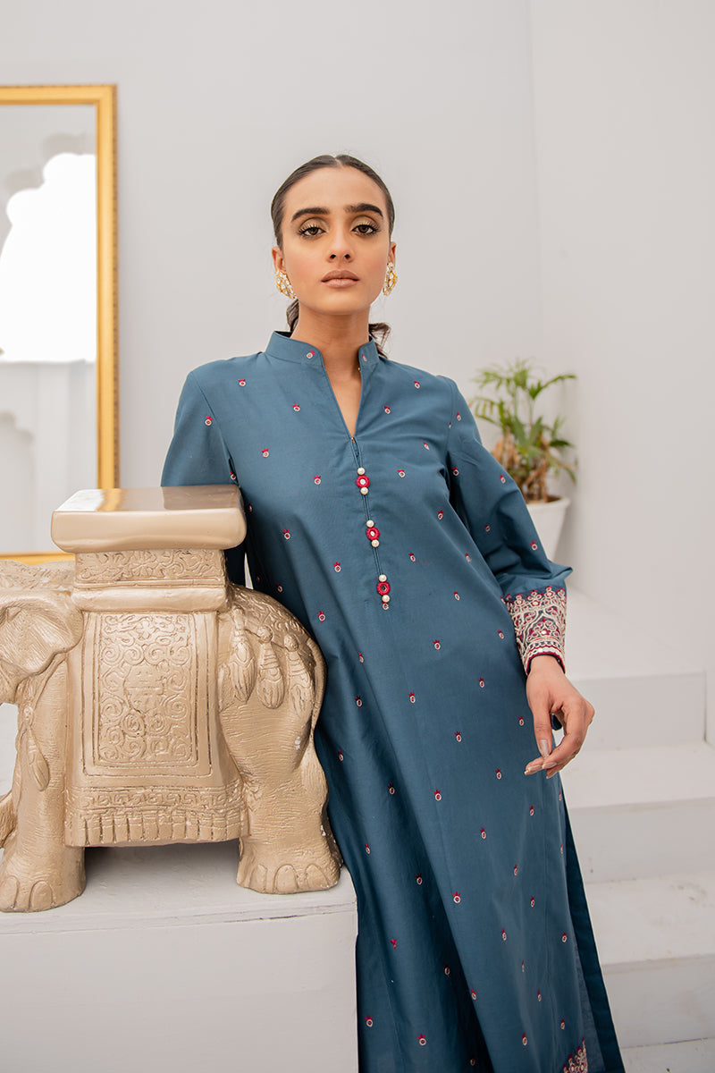 CERULEAN ASH EMBROIDERED SHIRT - Stylish Embroidered Casual Button Down Shirt for Men | Perfect for Office, Date Night & Summer Outfits