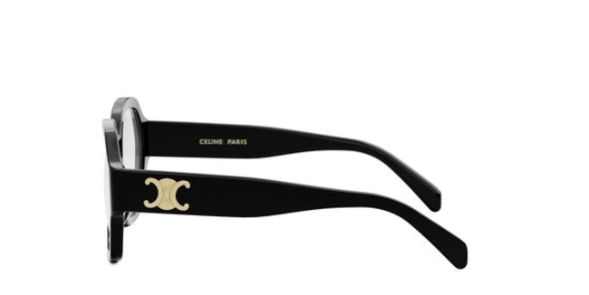 Celine TRIOMPHE CL50134I 001 Shiny Black Geometric Women's Eyeglasses - Fashionable Cat Eye Glasses for Women, UV Protection & Lightweight Frame | Perfect for Office, Reading & Everyday Wear
