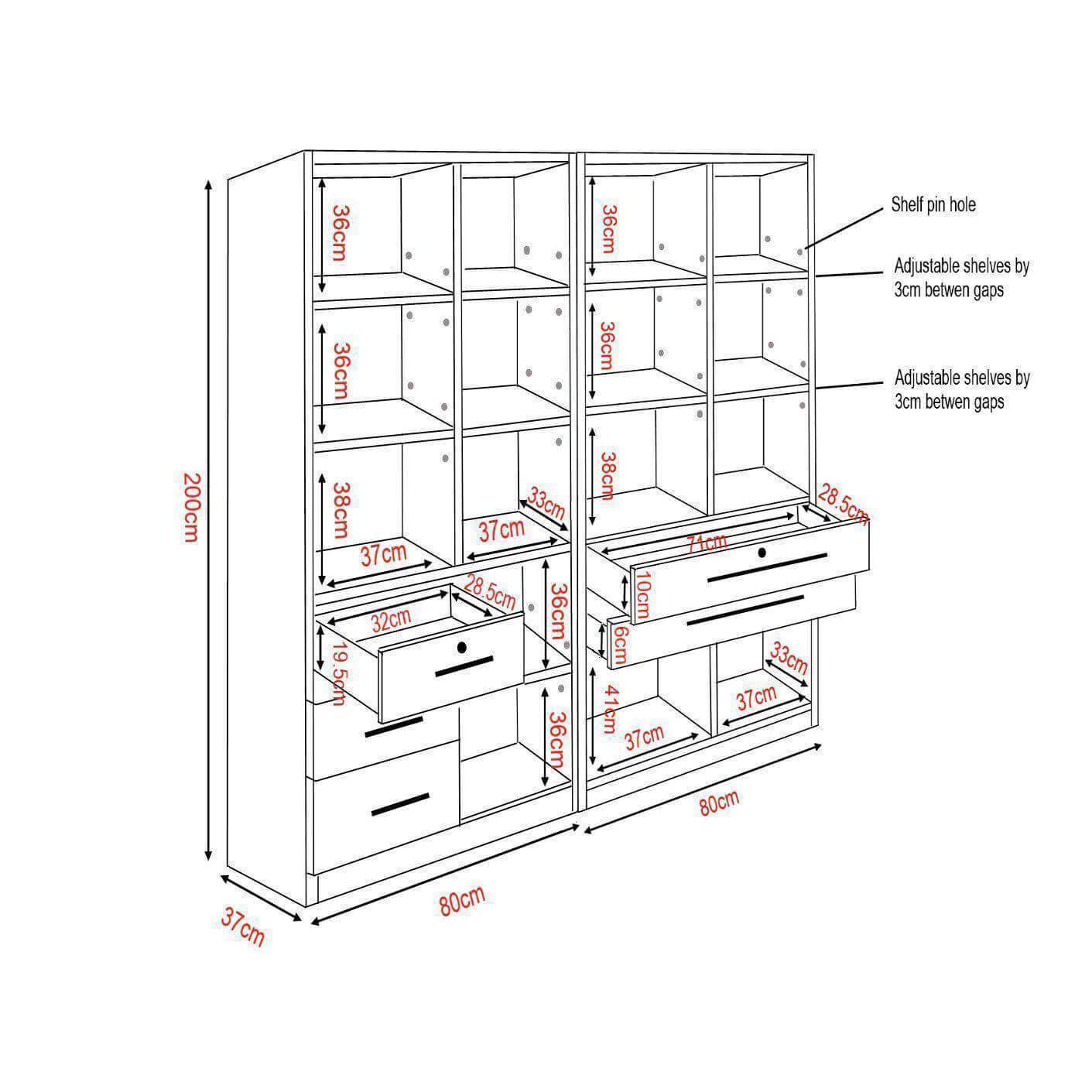 Moselle III Display Bookshelf - Modern Wooden Bookcase for Home & Office - Perfect for Living Room, Bedroom, and Study Organization