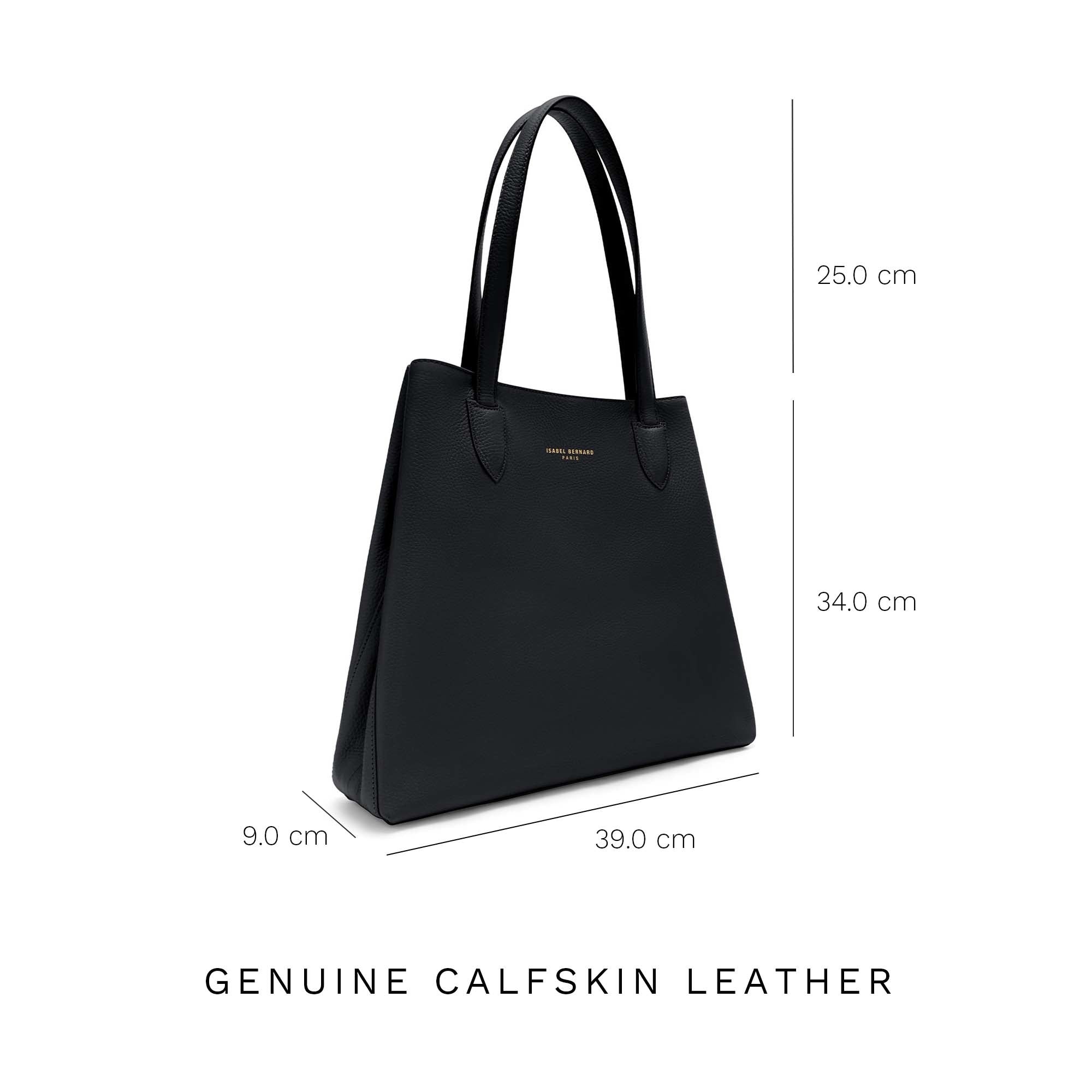 Honoré Francine Black Calfskin Leather Tote Bag for Women - Stylish & Durable Handbag for Work, Travel & Everyday Use
