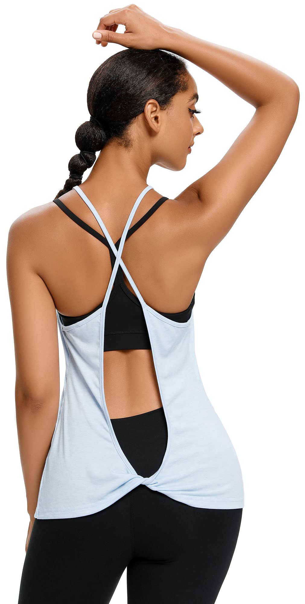 CUQY Women's Open Back Yoga Tops - Strappy Halter Workout Tank Top for Gym & Summer Activewear | Perfect for Yoga, Pilates & Fitness Training