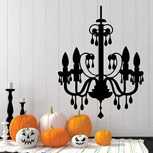 Elegant Chandelier Vinyl Wall Decal - Gothic Home Decor Silhouette Sticker for Halloween Party, Haunted House, or Mansion - Perfect for Spooky Themed Rooms, DIY Home Decor, and Seasonal Party Backdrops