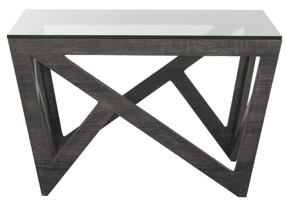 Safavieh Radley Grey Geometric Glass Coffee Table for Living Room