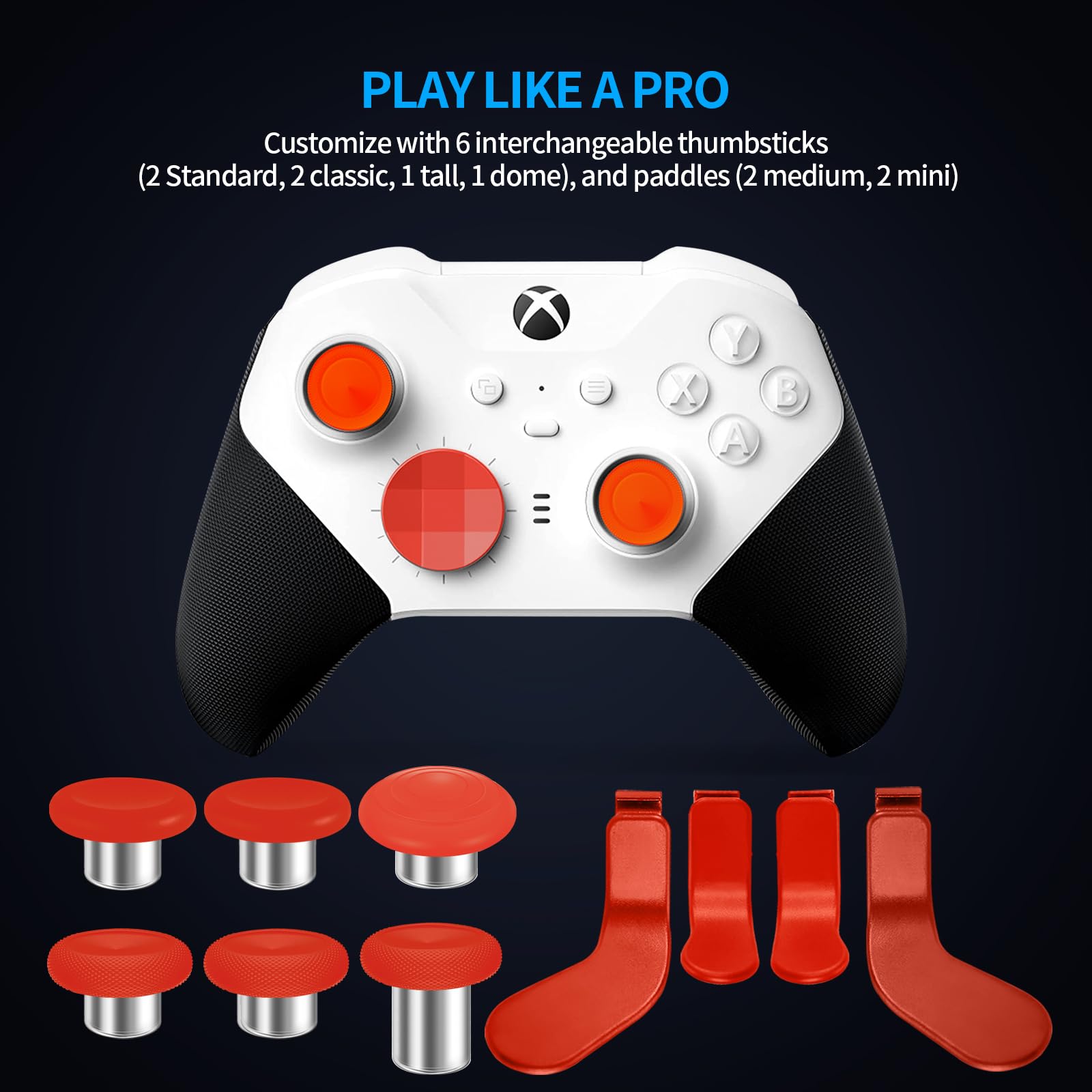 Xbox Elite Controller Series 2 Accessories - 13 in 1 Repair Kit with Replacement Paddles, Thumbsticks, Analog Sticks, 2 D-Pads & Tool | Gaming Controller Parts for Enhanced Performance & DIY Fixes | Perfect for Competitive Gaming & Controller Maintenance