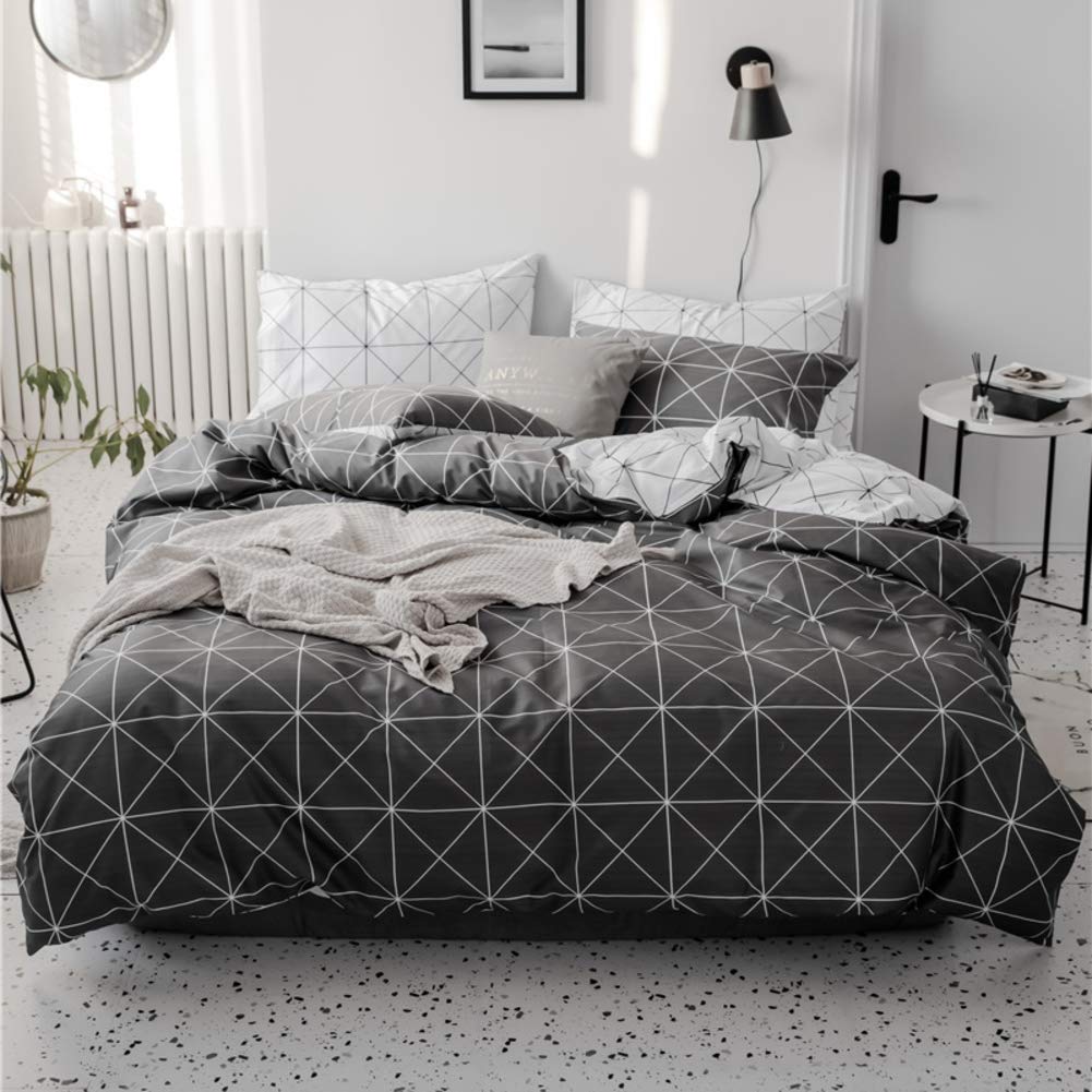 JR%L Modern Print Bedding Set - Egyptian Cotton Duvet Cover with Pillowcases for Queen/King Size Beds | Soft & Breathable Luxury Bed Sheets for Master Bedroom, Guest Room & Hotel Use