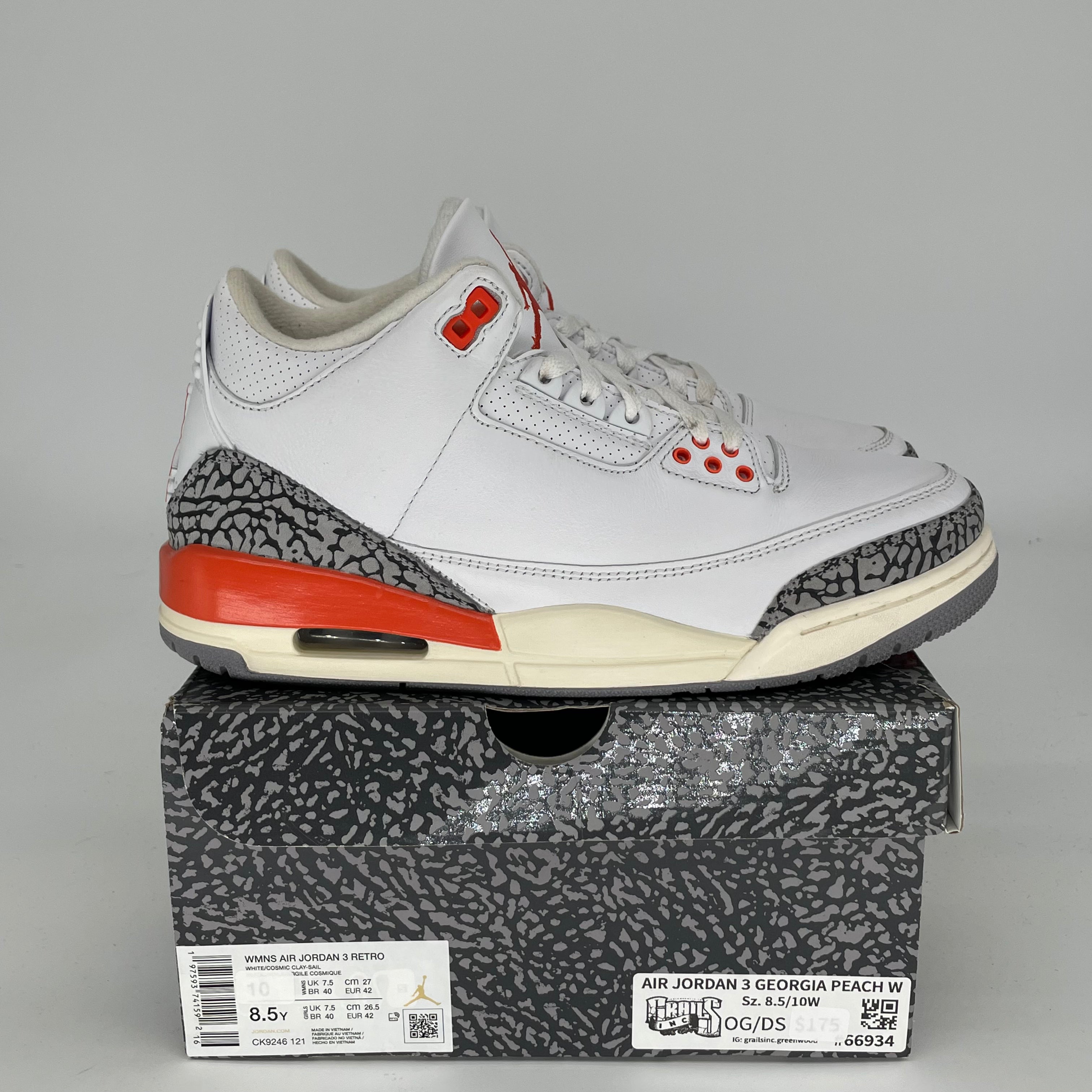 AIR JORDAN 3 Georgia Peach Women's Basketball Shoes Size 8.5/10W - CK9246-121 | Retro Sneakers for Running, Gym & Casual Wear