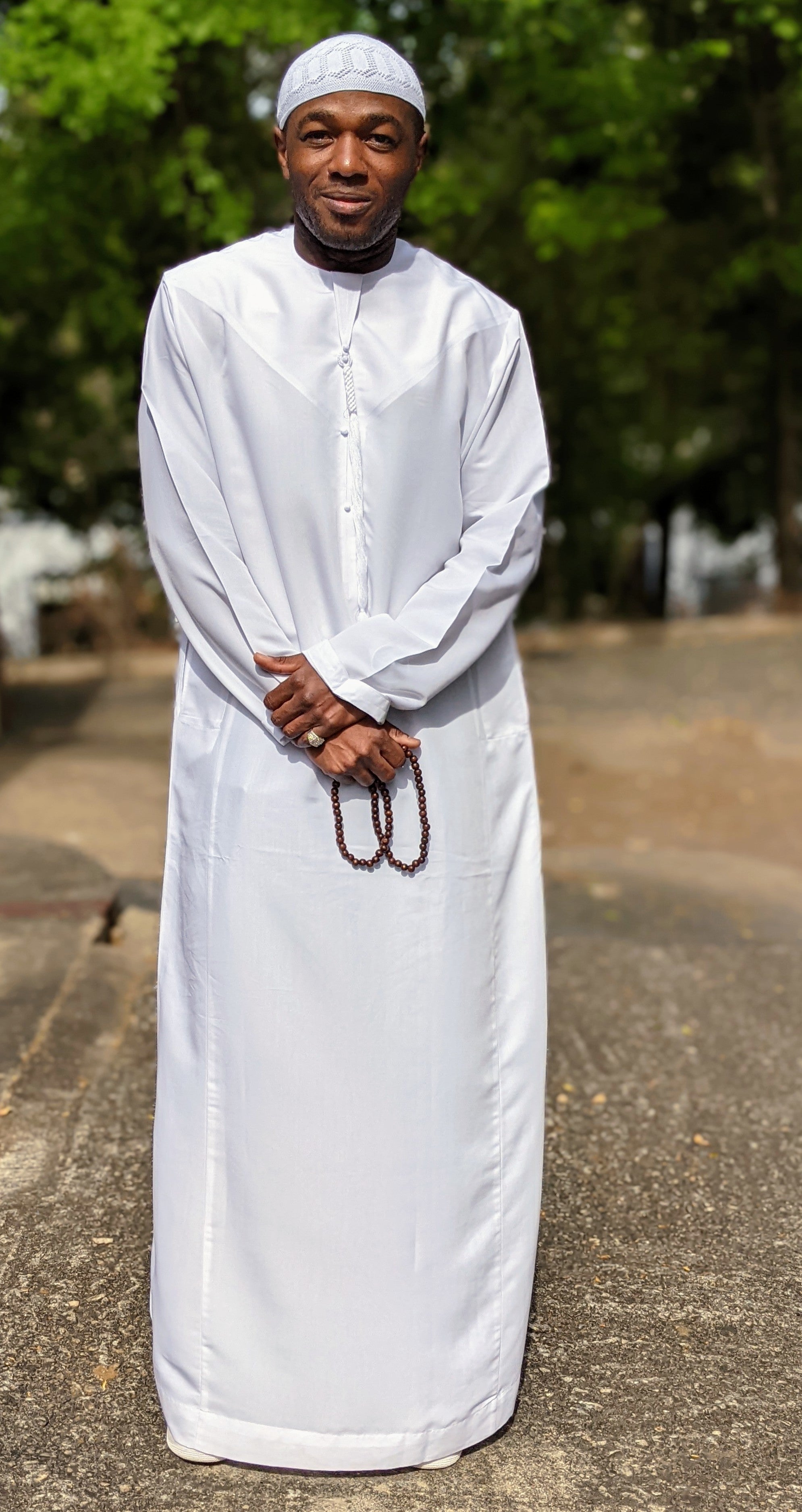 White Hamza Men's Long Sleeve African Senegalese Kaftan Dashiki Thobe DPMKW23 | Traditional Islamic & African Attire for Weddings, Eid, and Special Occasions