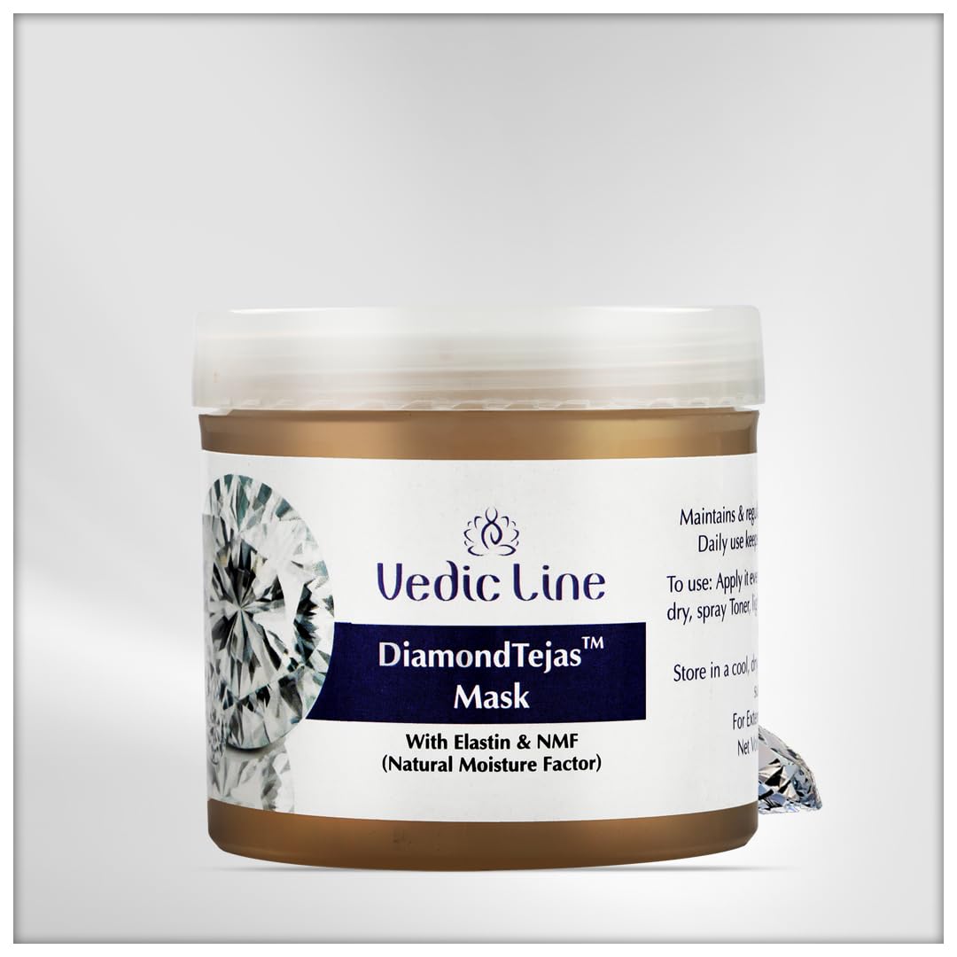 Vedicline Diamond Tejas Face Pack - Reduces Wrinkles, Dark Spots & Scars with Almond Oil, Olive Oil & Shea Butter for Glowing Skin (100ml) | Brightening Facial Treatment for Daily Skincare Routine & Spa Days