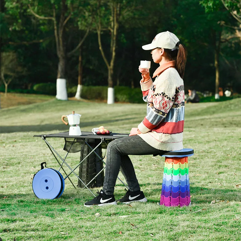 Premium Collapsible Portable Folding Stool - Lightweight & Compact Outdoor Camping Chair for Hiking, Fishing, Concerts, Picnics & Waiting in Line - Perfect for Campers, Anglers & Music Lovers