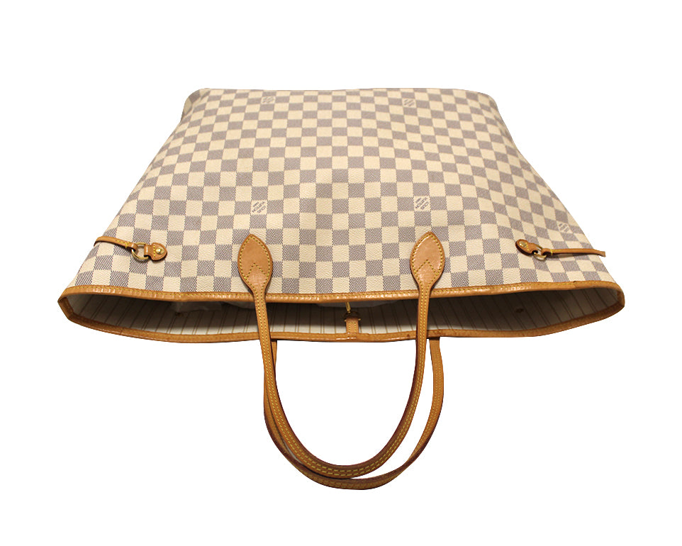 Authentic Louis Vuitton Damier Azur Neverfull GM Tote Shoulder Bag - Luxury Designer Handbag for Women, Spacious Travel & Everyday Use, Perfect for Work, Shopping & Weekend Getaways