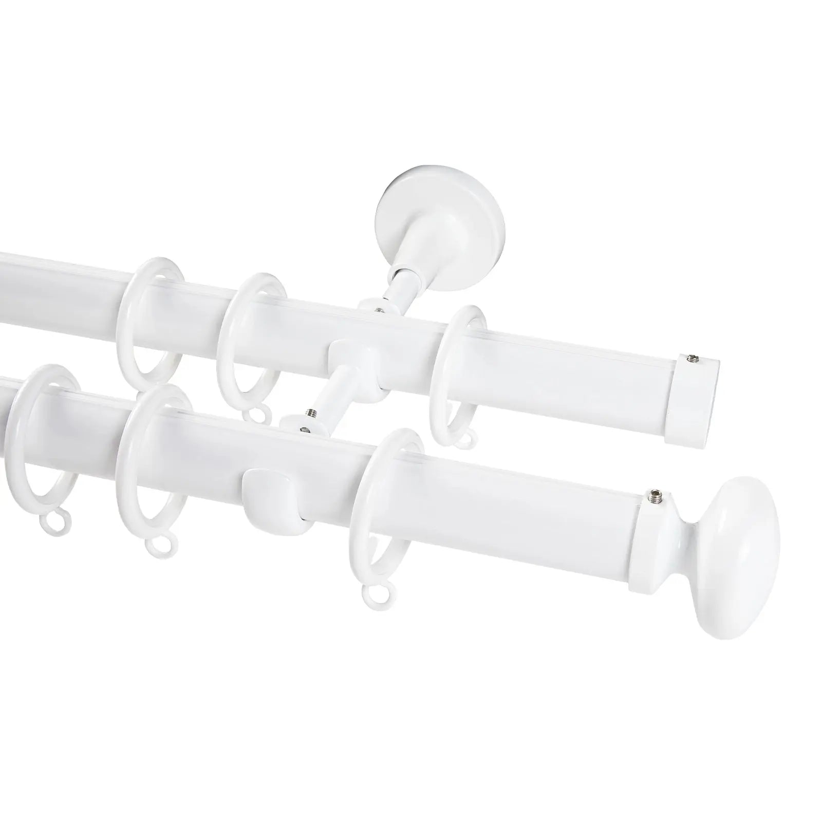 Kelvin Double Window Curtain Rod - Adjustable Tension Rod for Windows, Black Metal Curtain Rod for Home Decor - Perfect for Living Room, Bedroom & Kitchen Windows