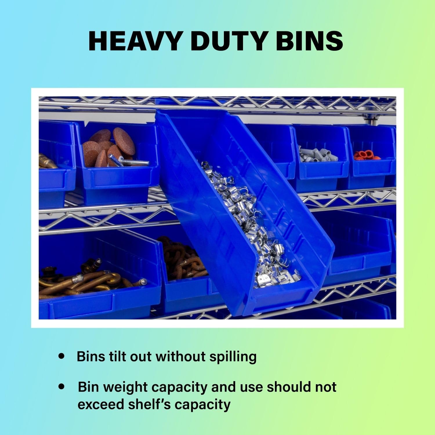 Akro-Mils 30130 Heavy Duty Plastic Shelf Bins - 12-Pack Blue Storage Organizers (12