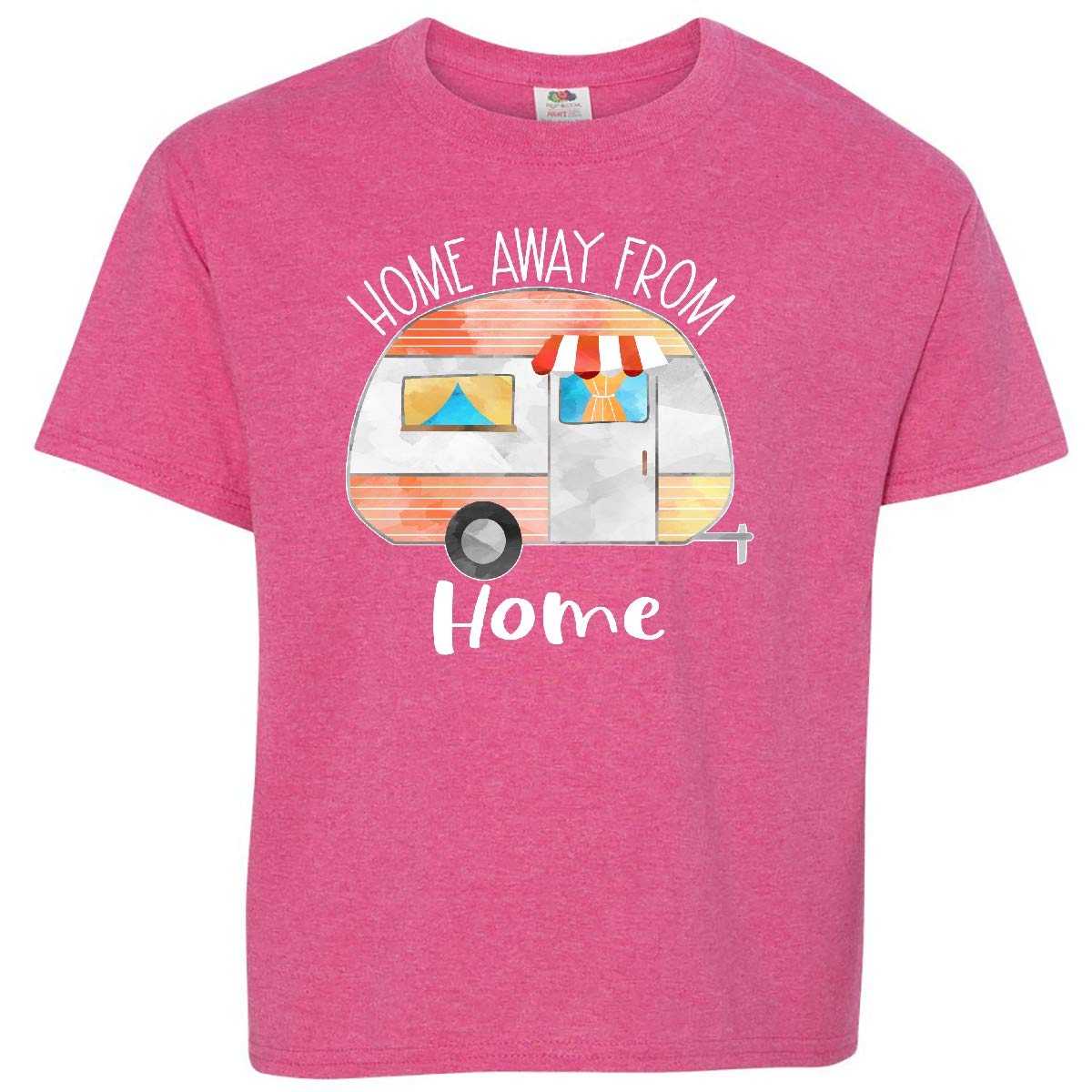 Inktastic Home Away from Home Orange Camper Youth T-Shirt - Comfortable Kids Travel Shirt for Camping, Road Trips & Outdoor Adventures
