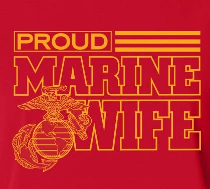 Marine Wife T-Shirt - Red Military Spouse Apparel - Medium Size - Perfect for Military Events, Proud Navy Wife Outfits & Patriotic Occasions