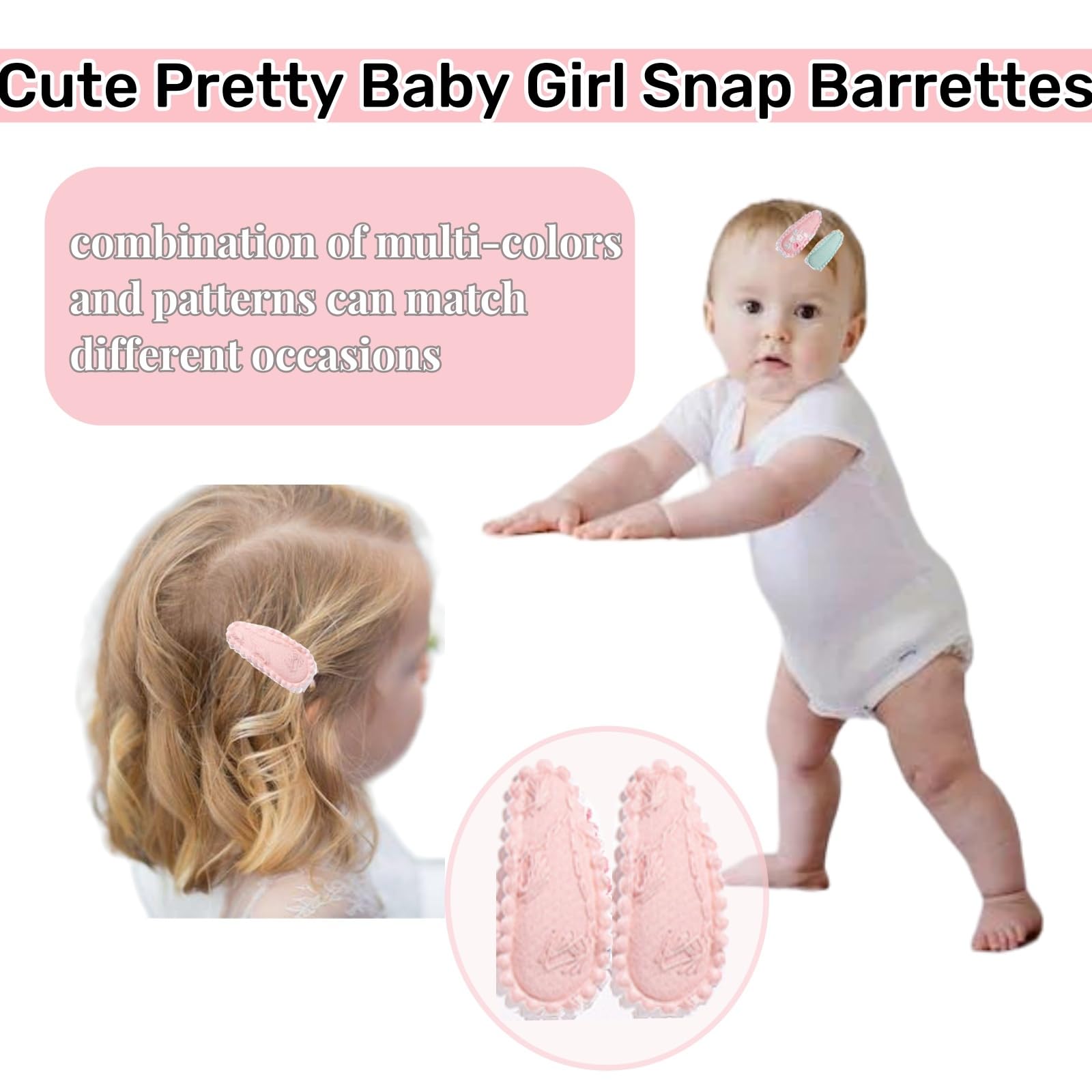 20 Pcs Non-Slip Baby Girl Hair Clips - Pure Color Wrapped Snap Barrettes for Toddlers & Kids | Soft Hair Bows for Daily Wear, School, Parties & Special Occasions