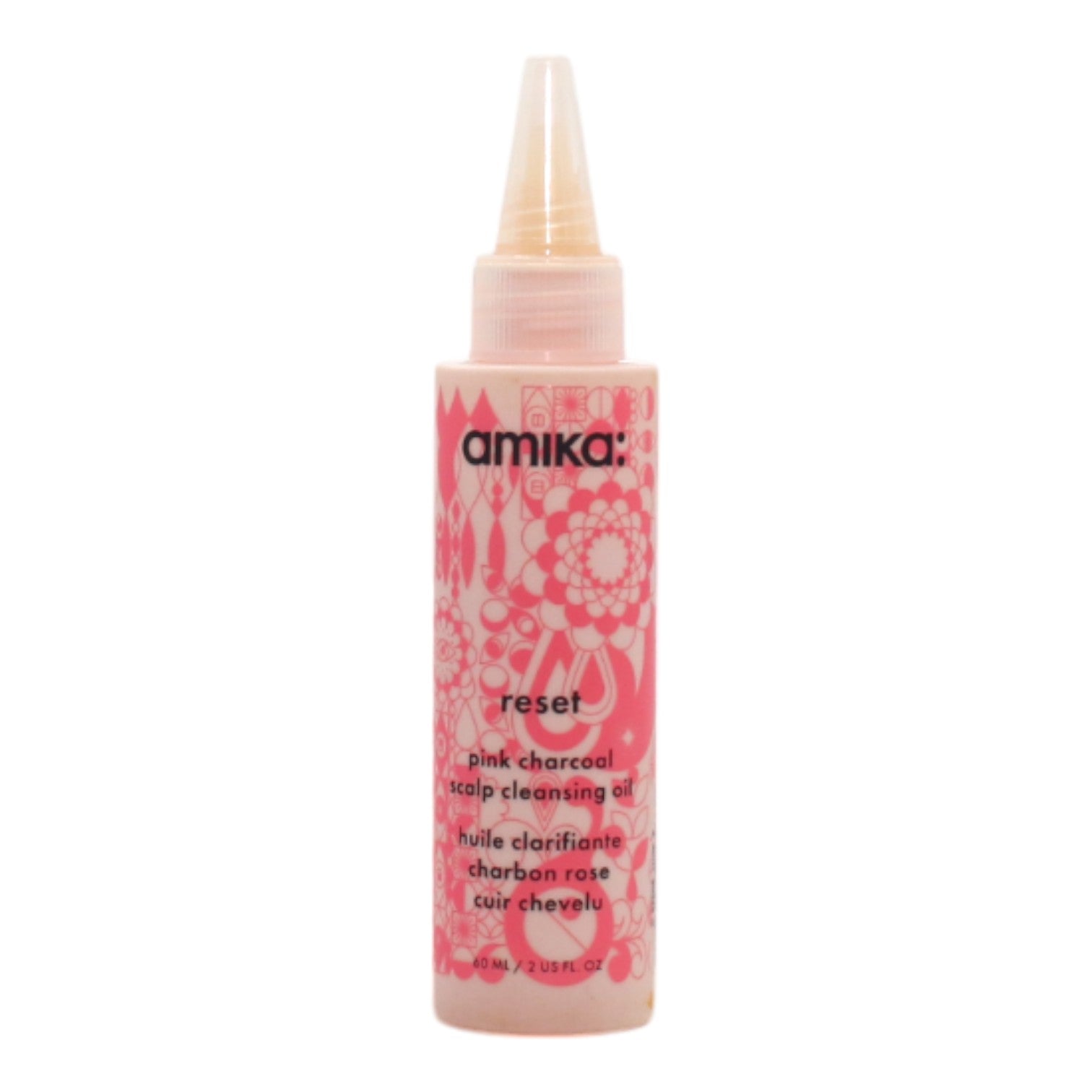 Amika Reset Pink Charcoal Scalp Cleansing Oil - 2 oz Detoxifying Treatment for Oily Hair & Scalp - Purifies & Refreshes for Healthy Hair - Perfect for Post-Workout or Pre-Styling Routine