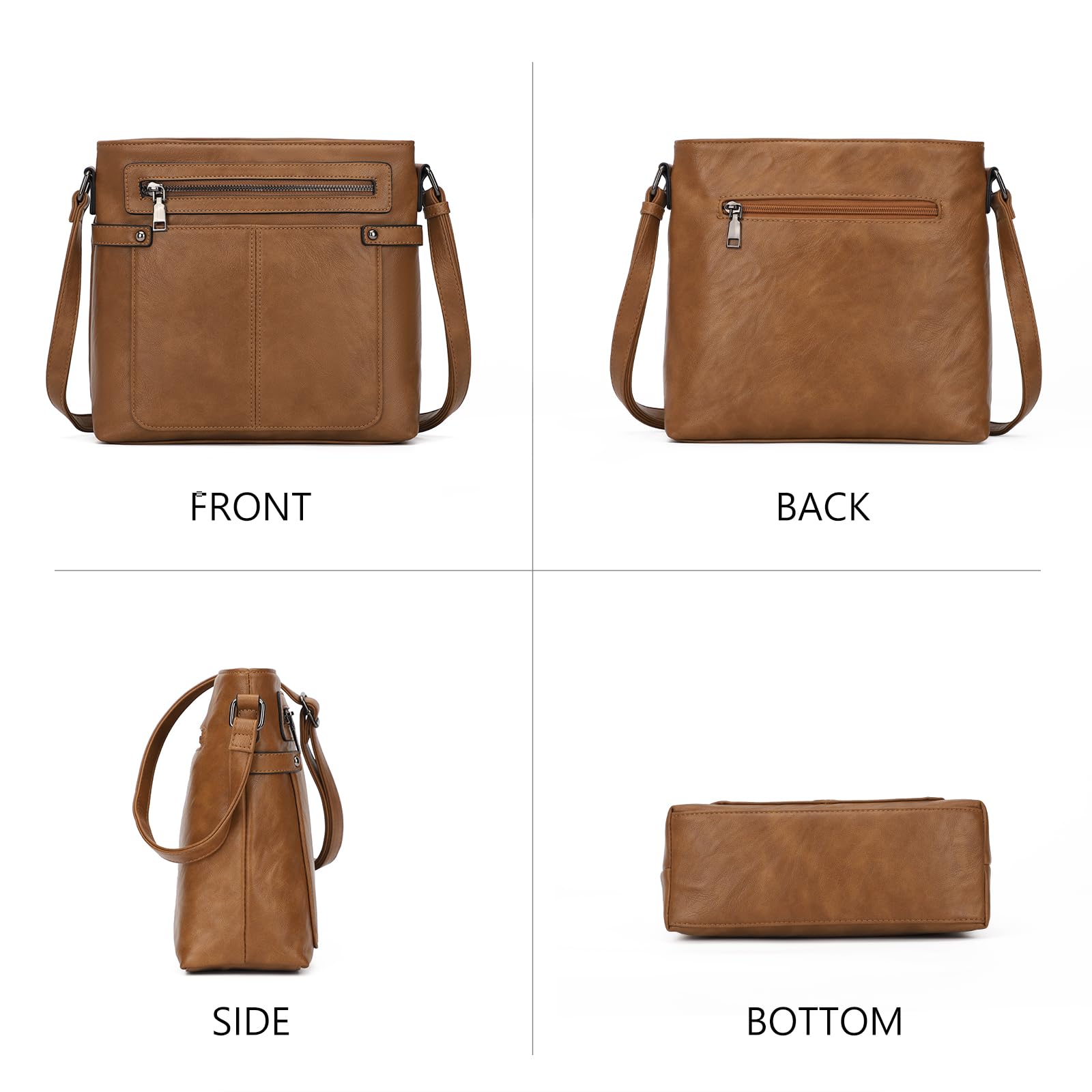 KouLi Women's PU Leather Crossbody Bag - Multi Pocket Shoulder Purse for Daily Use