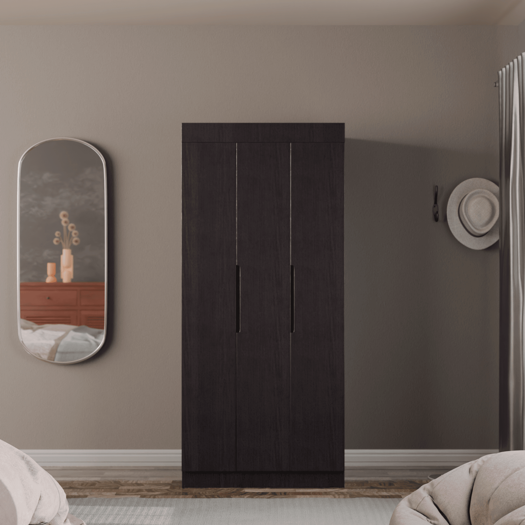 Harris 3-Door Open Wardrobe Closet - Modern Freestanding Storage for Bedroom, Living Room & Walk-In Closet Organization