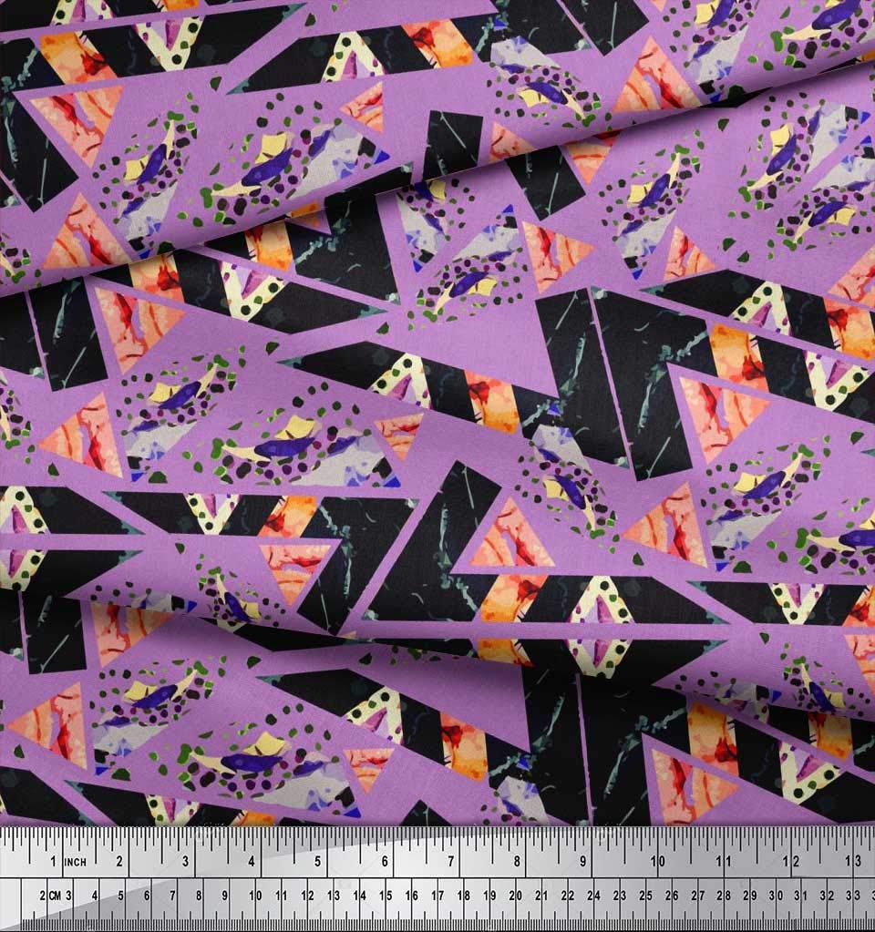 Soimoi Polyester Georgette Fabric - Geometric Abstract Printed Craft Fabric by The Yard, 52 Inch Wide - Perfect for DIY Dresses, Scarves, Home Decor & Sewing Projects