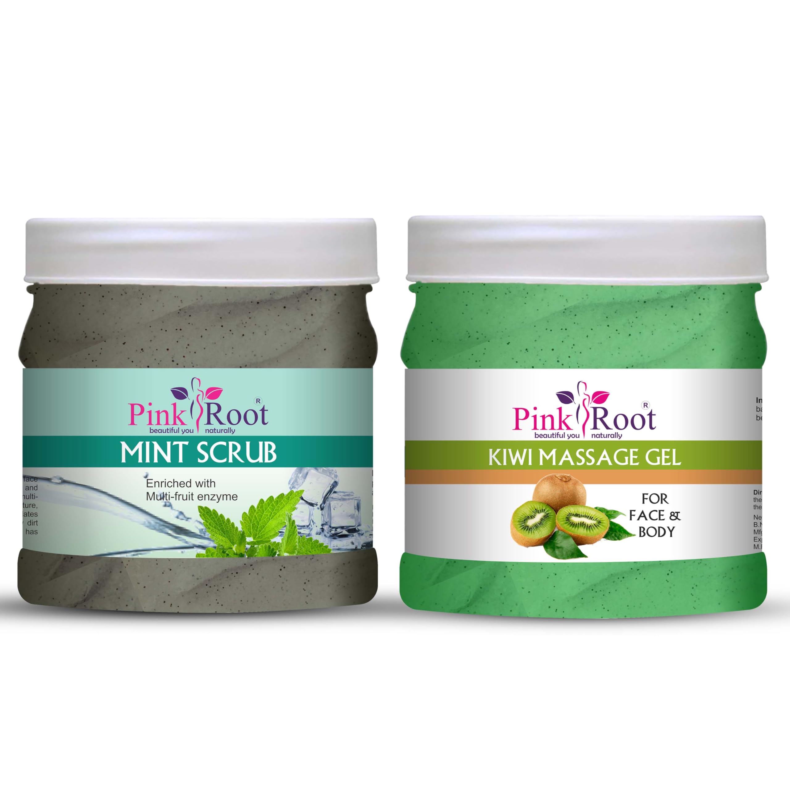 **Pink Root Kiwi & Mint Scrub Massage Gel 500ml - Exfoliating & Relaxing Body Care for Spa, Post-Workout, and At-Home Self-Care**