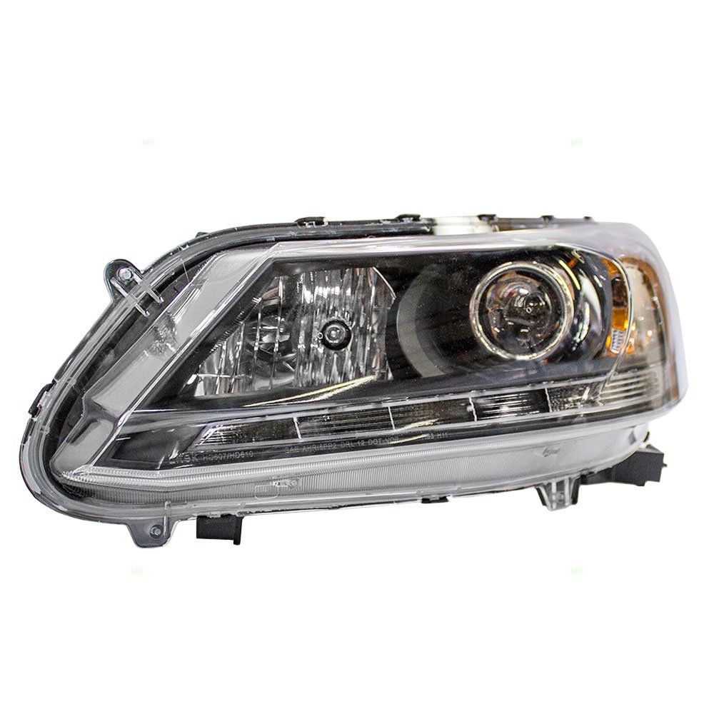 Brock Replacement Halogen Headlight & LED Daytime Running Lights for 2013-2015 Honda Accord (33150-T2A-A11) - Perfect for Night Driving & Enhanced Visibility