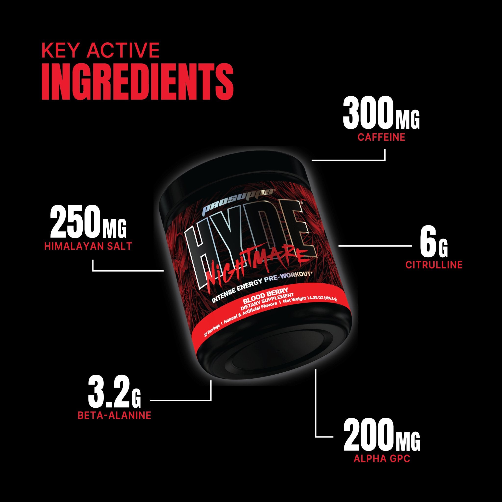 Pro Supps Hyde Nightmare V2 Pre-Workout Supplement - Intense Energy & Focus for Gym, Bodybuilding & Fitness Training - Best for Nighttime Workouts & Performance Enhancement